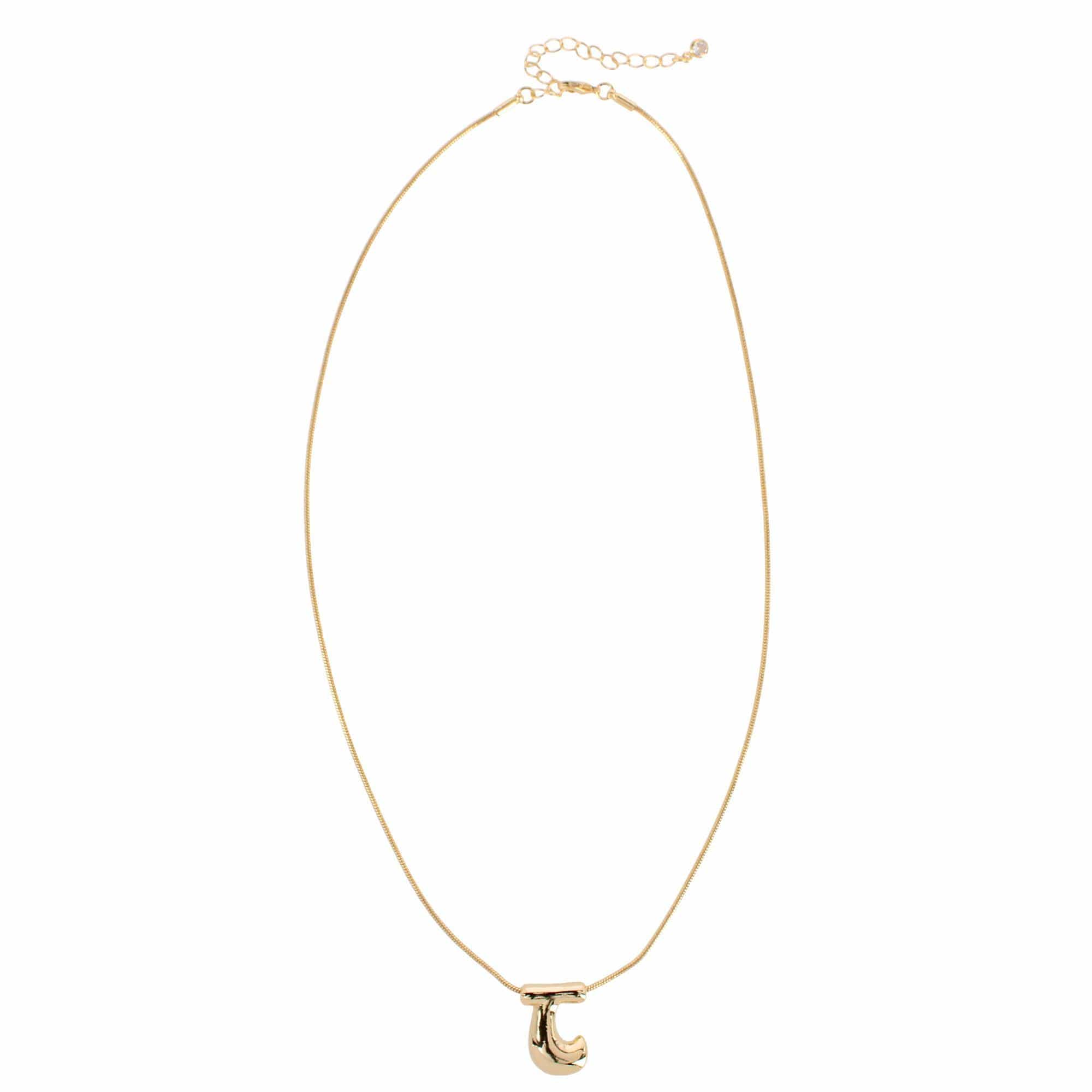 CTM® Women's Semi-Fine Bubble Letter Initial Necklace Gold or Silver Dipped - Gold- J