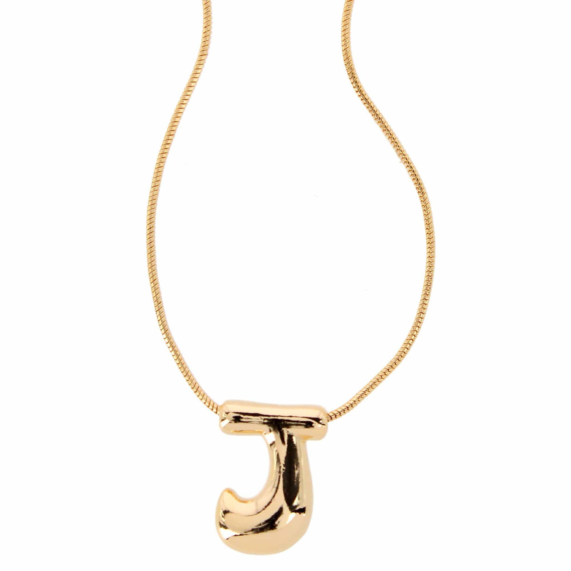 CTM® Women's Semi-Fine Bubble Letter Initial Necklace Gold or Silver Dipped - Gold- J