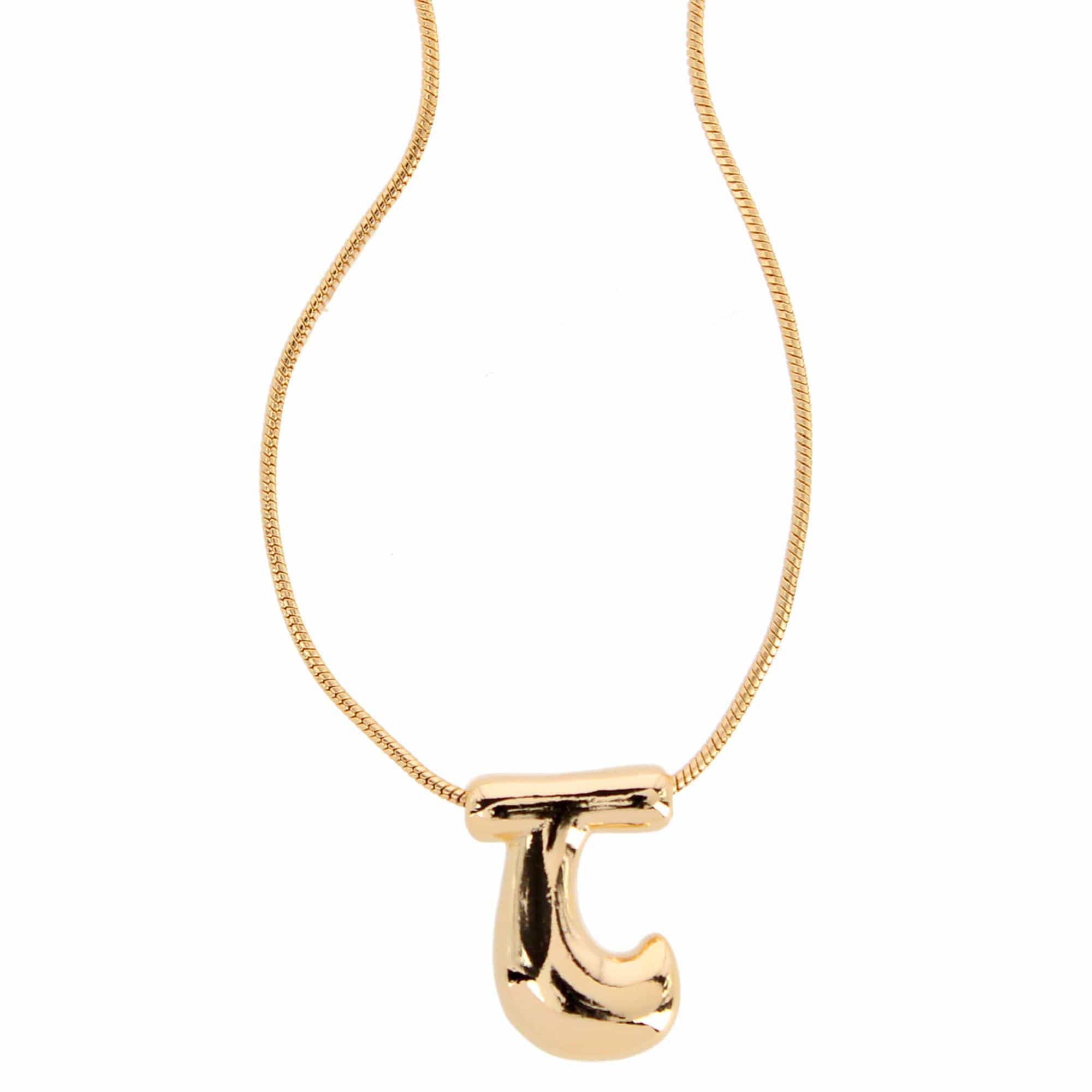CTM® Women's Semi-Fine Bubble Letter Initial Necklace Gold or Silver Dipped - Gold- J