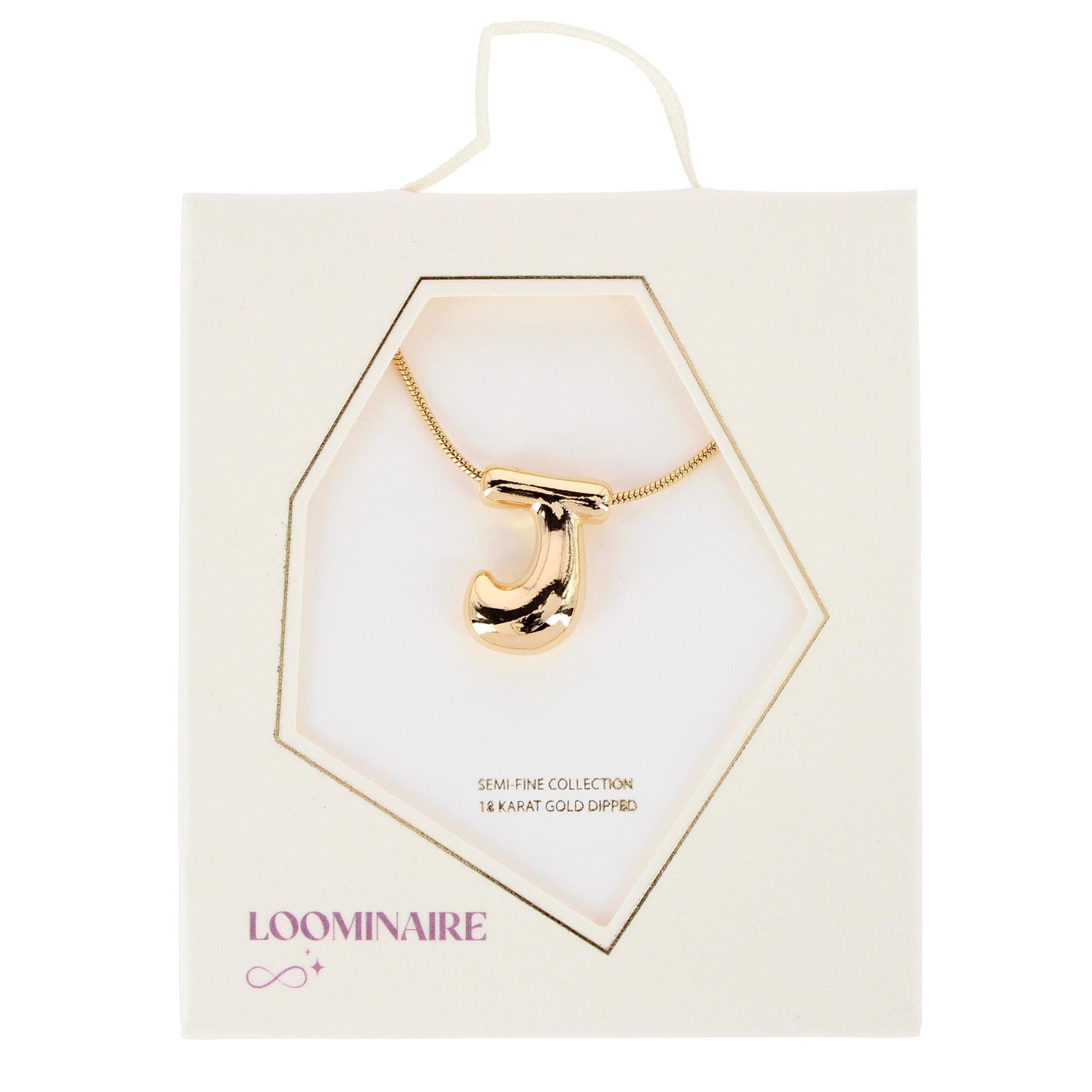 CTM® Women's Semi-Fine Bubble Letter Initial Necklace Gold or Silver Dipped - Gold- J