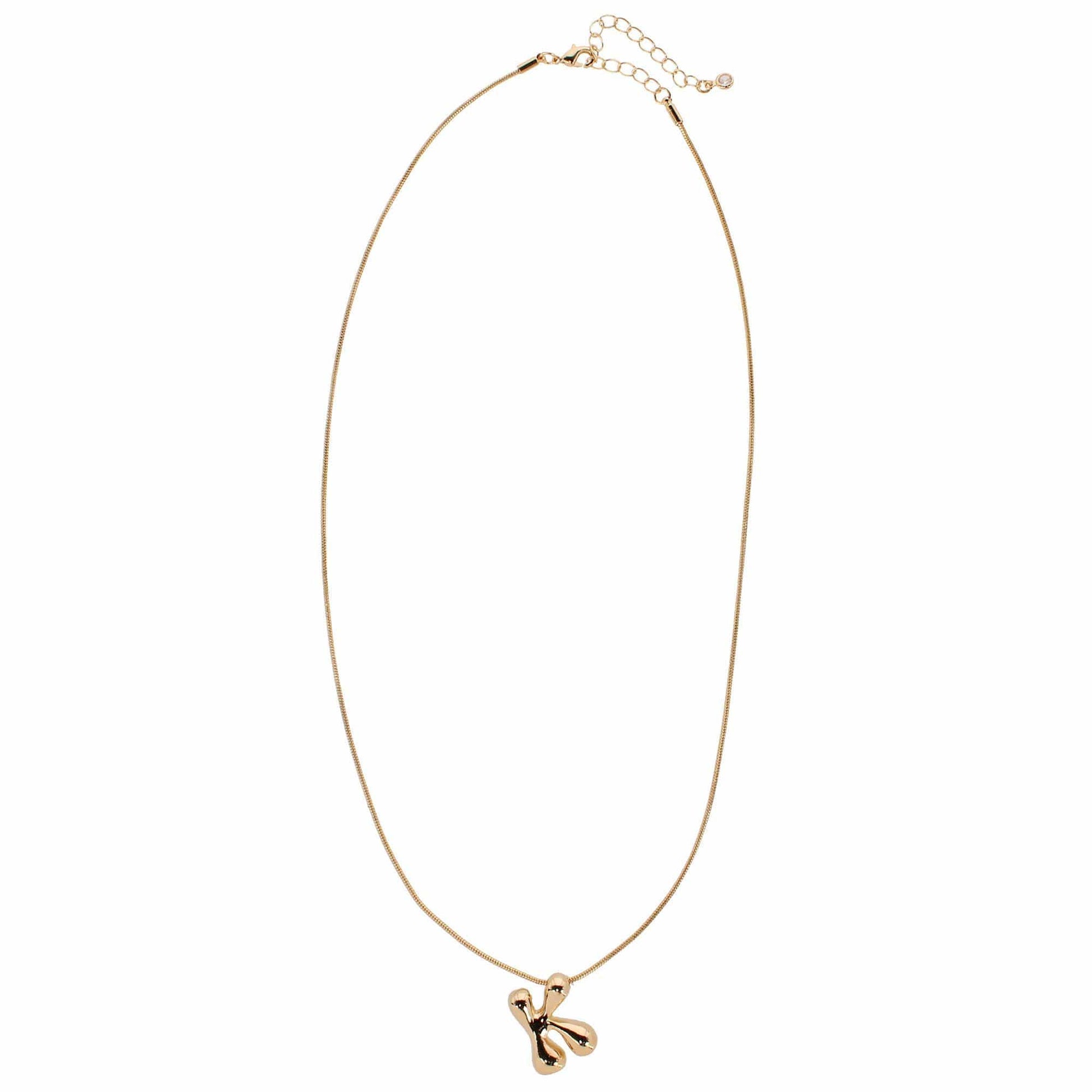 CTM® Women's Semi-Fine Bubble Letter Initial Necklace Gold or Silver Dipped