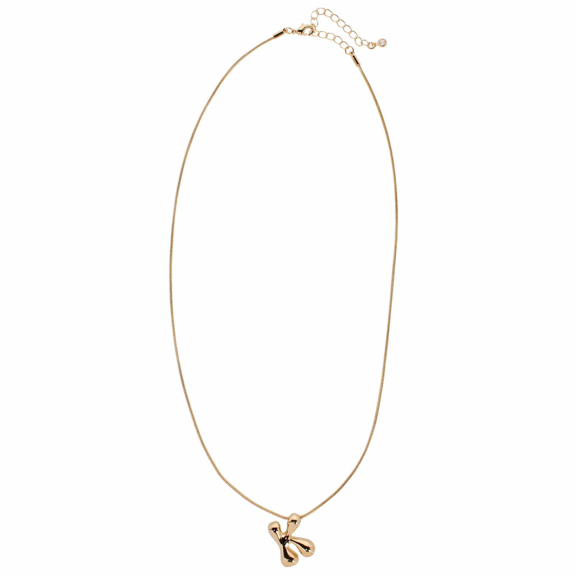 CTM® Women's Semi-Fine Bubble Letter Initial Necklace Gold or Silver Dipped - Gold- K