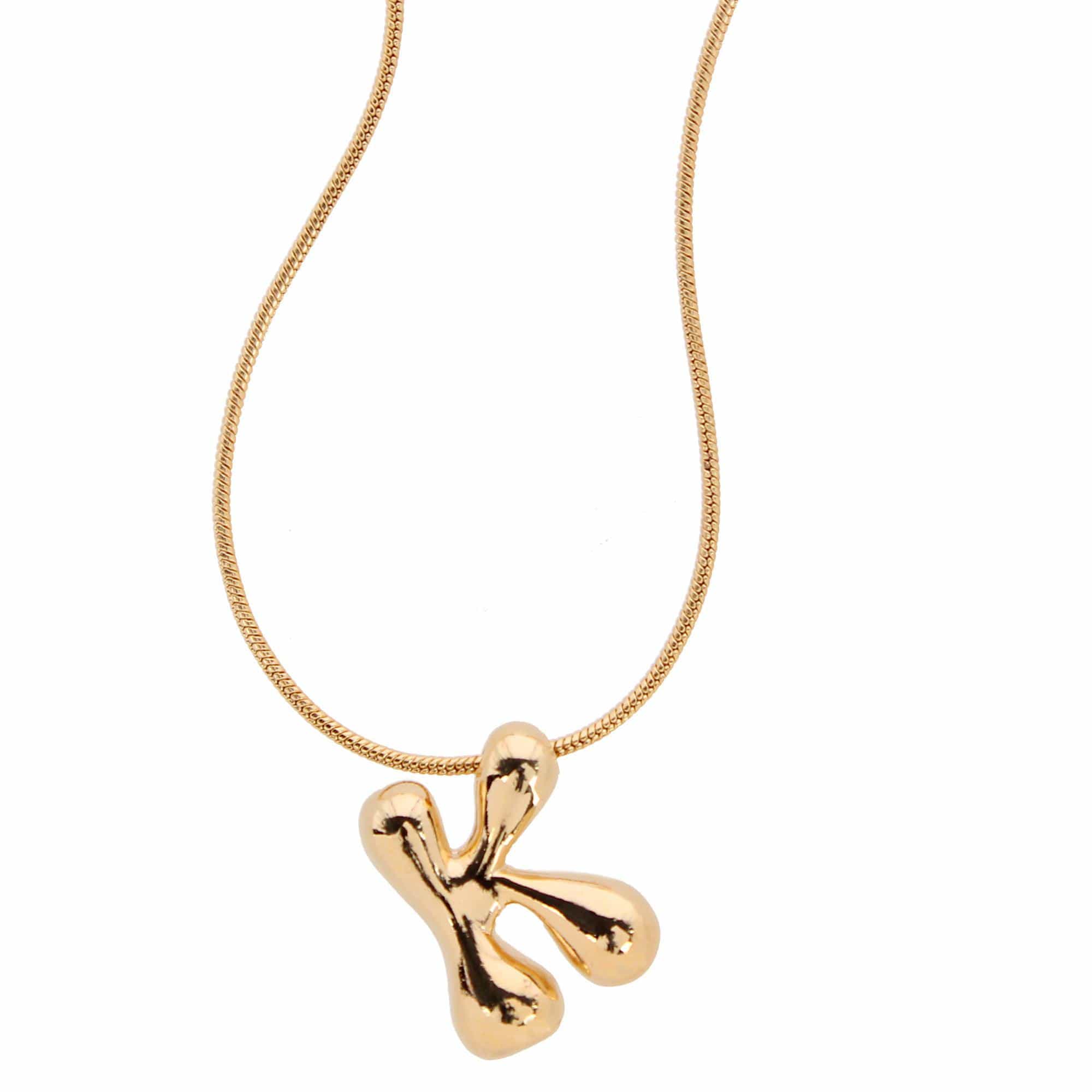 CTM® Women's Semi-Fine Bubble Letter Initial Necklace Gold or Silver Dipped - Gold- K