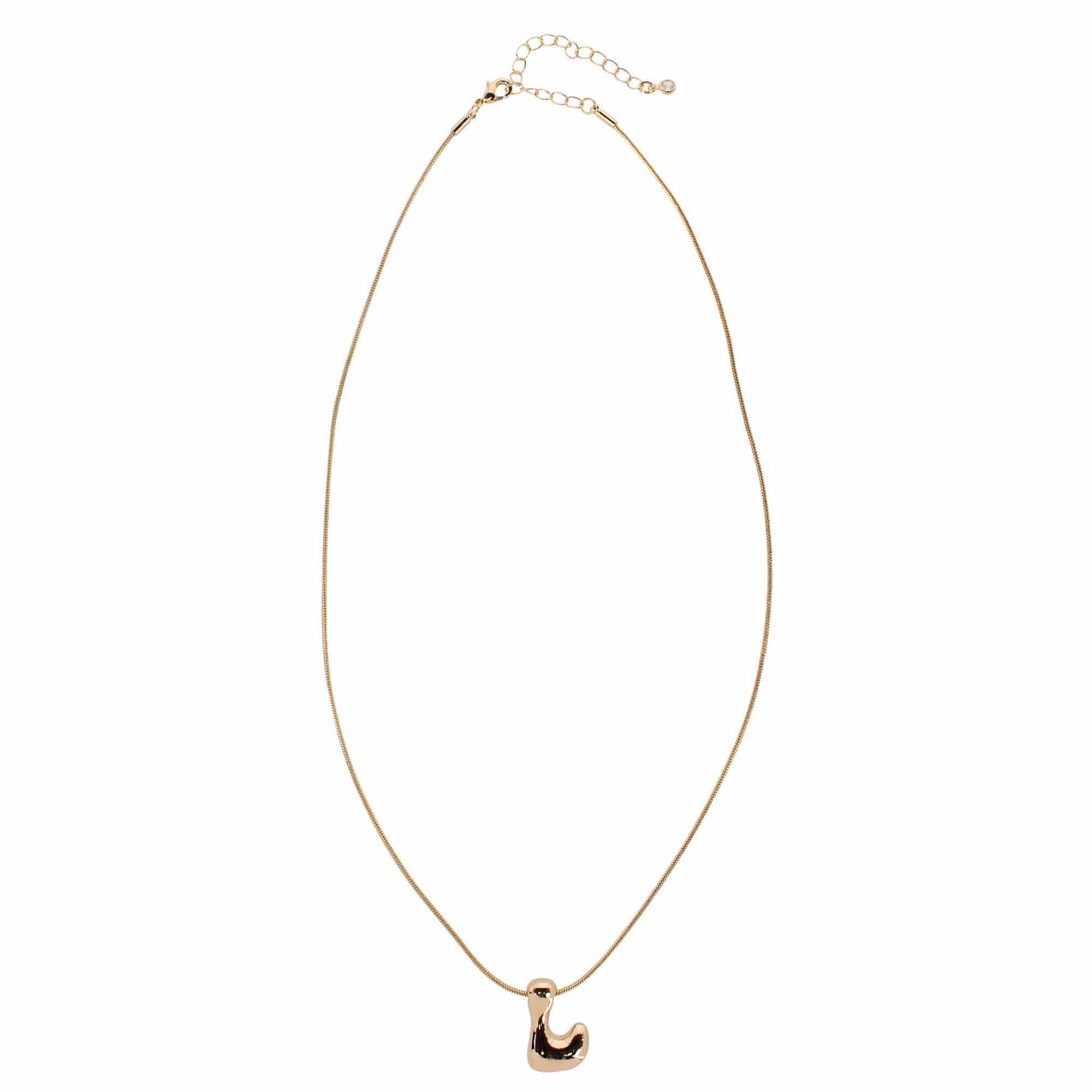 CTM® Women's Semi-Fine Bubble Letter Initial Necklace Gold or Silver Dipped