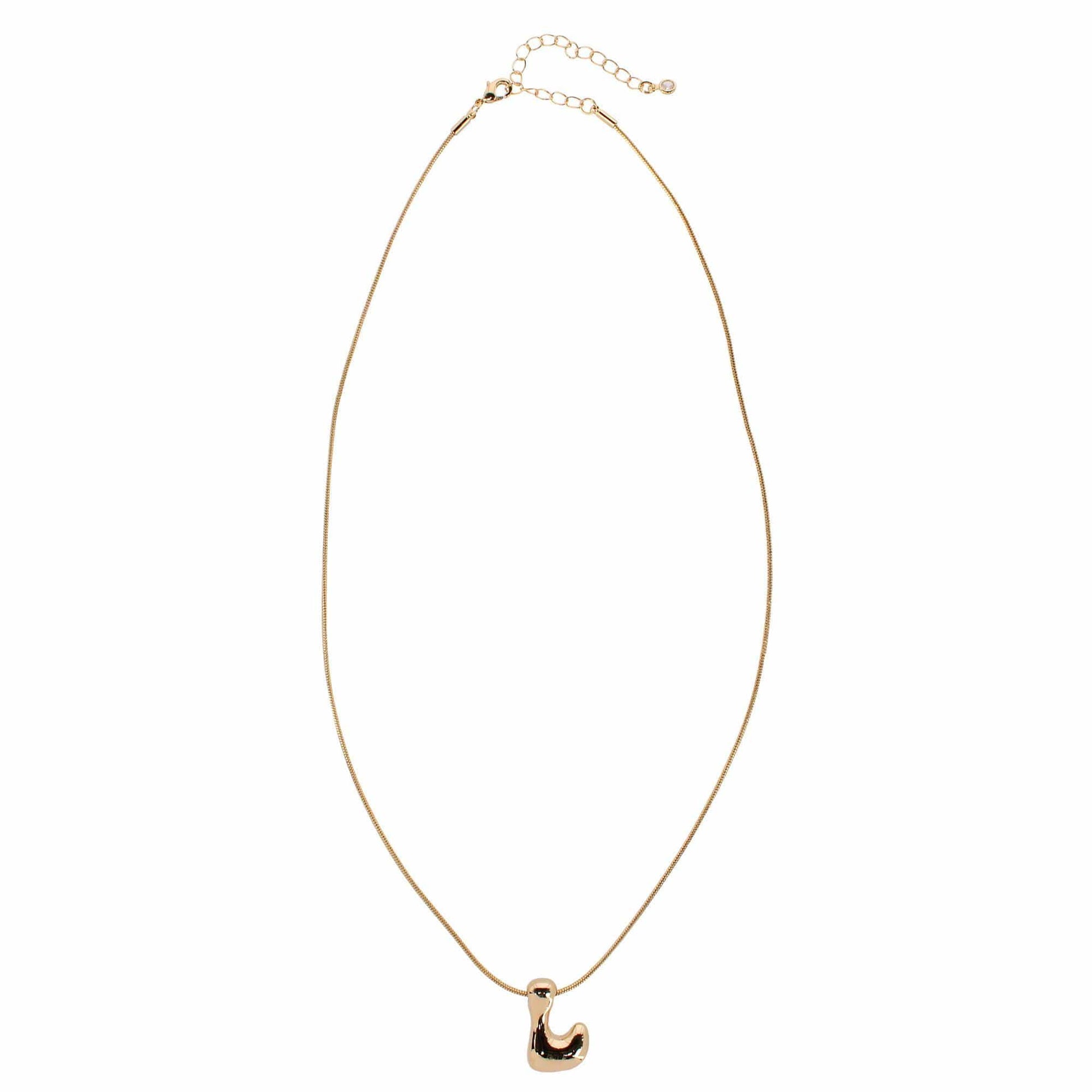 CTM® Women's Semi-Fine Bubble Letter Initial Necklace Gold or Silver Dipped - Gold- L