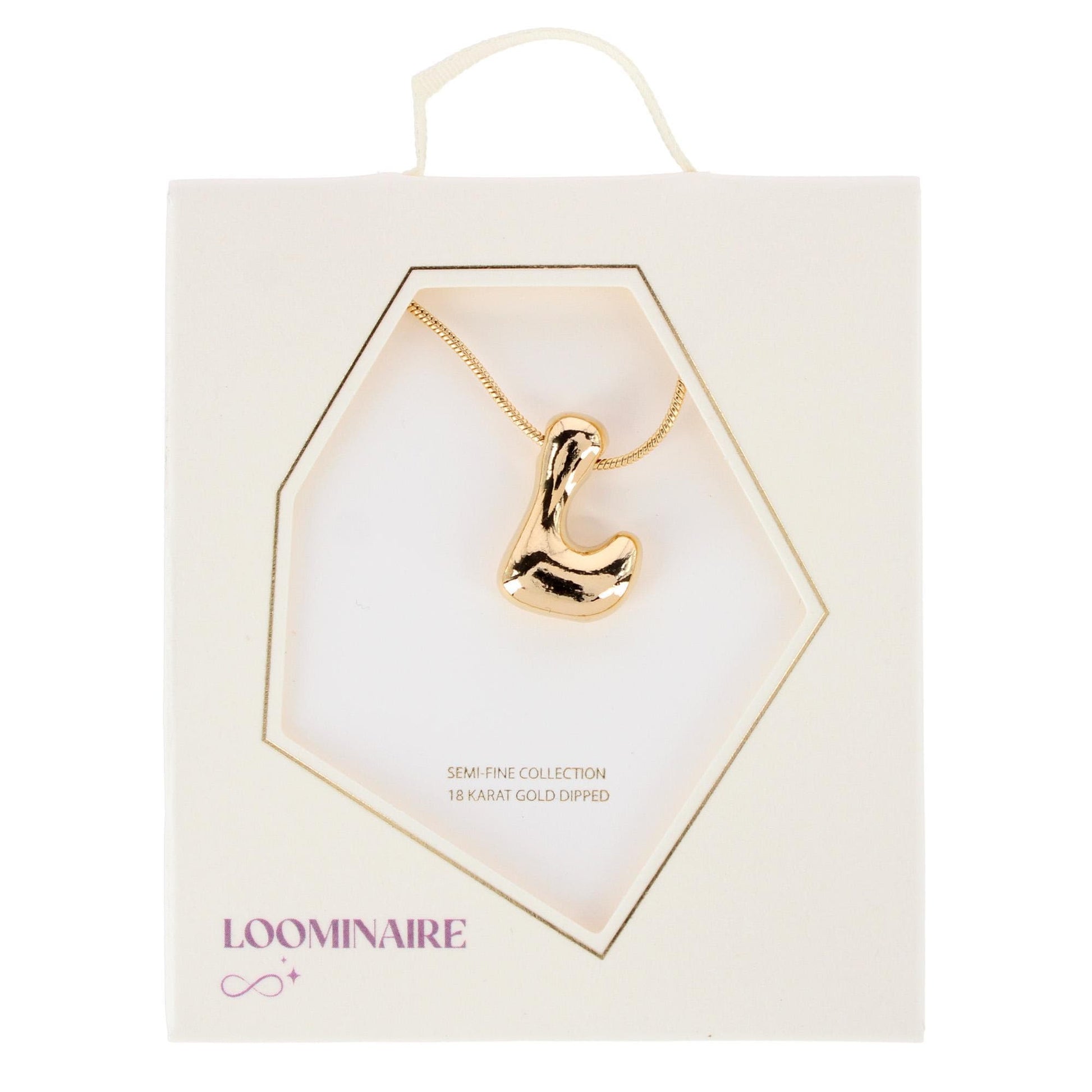 CTM® Women's Semi-Fine Bubble Letter Initial Necklace Gold or Silver Dipped - Gold- L