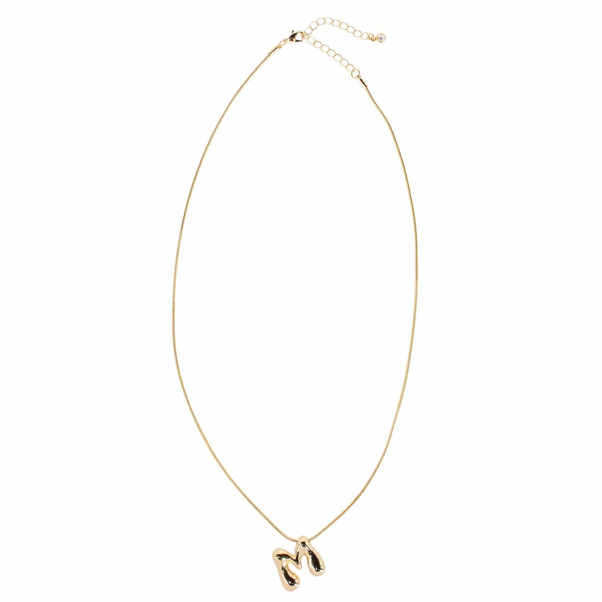 CTM® Women's Semi-Fine Bubble Letter Initial Necklace Gold or Silver Dipped