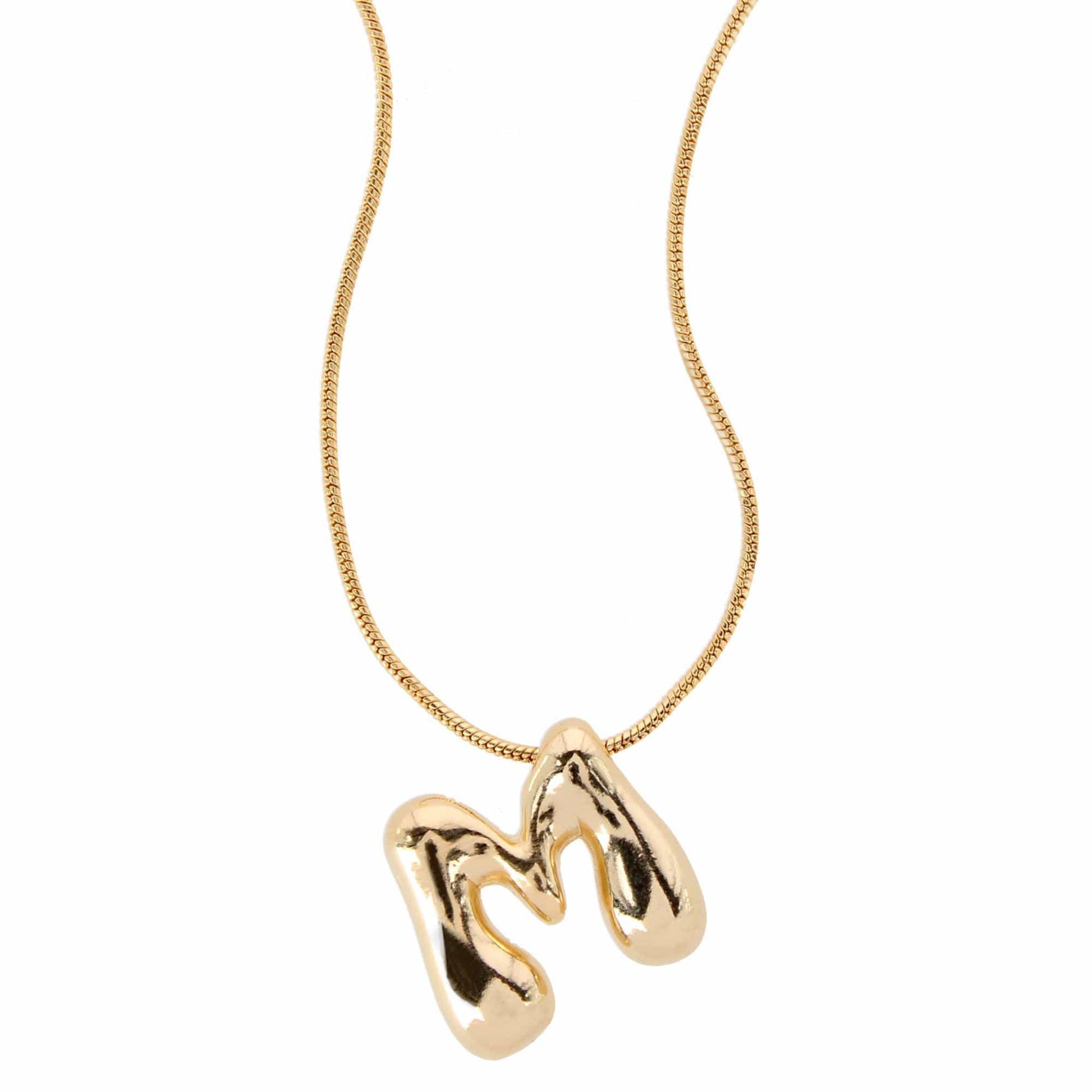 CTM® Women's Semi-Fine Bubble Letter Initial Necklace Gold or Silver Dipped - Gold- M