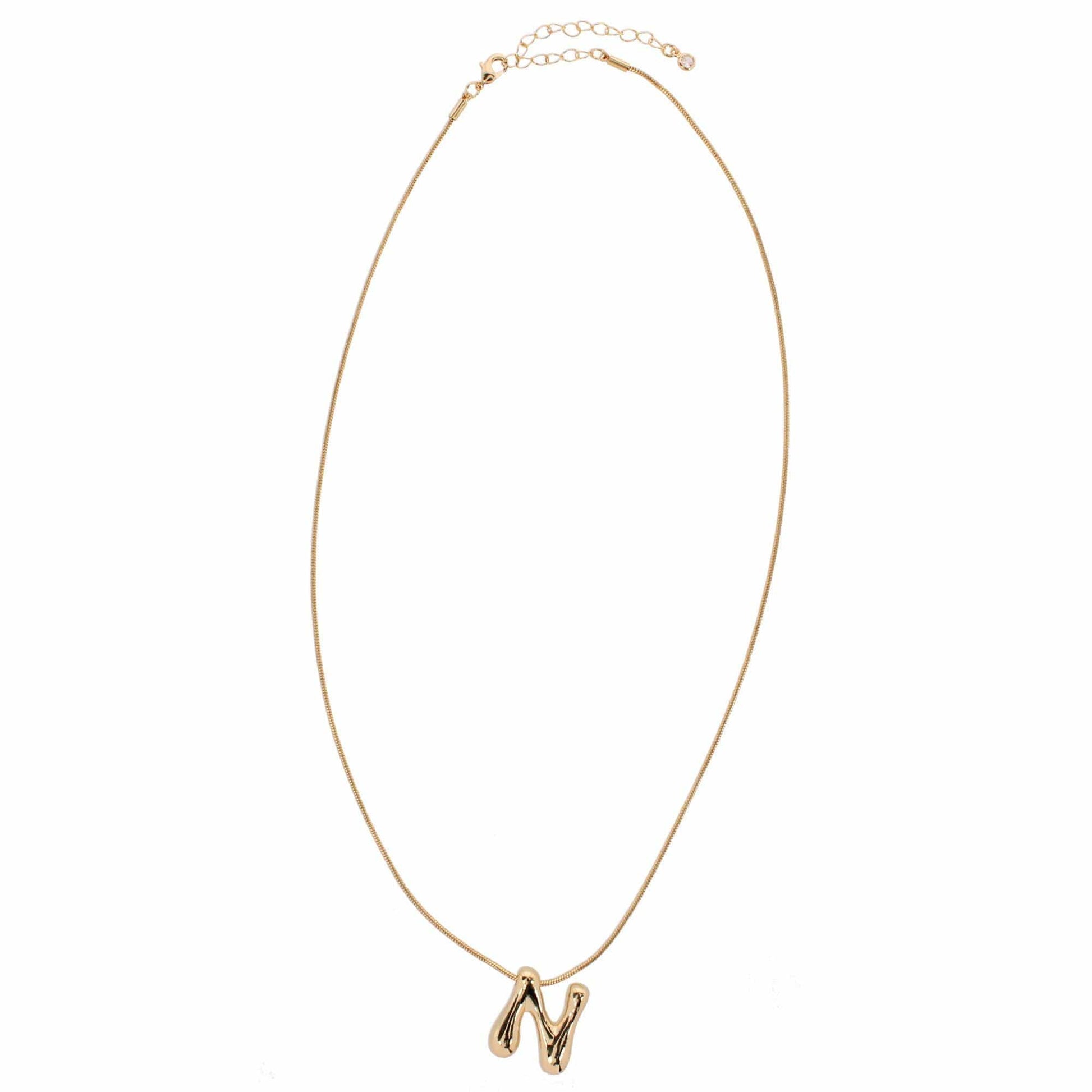 CTM® Women's Semi-Fine Bubble Letter Initial Necklace Gold or Silver Dipped