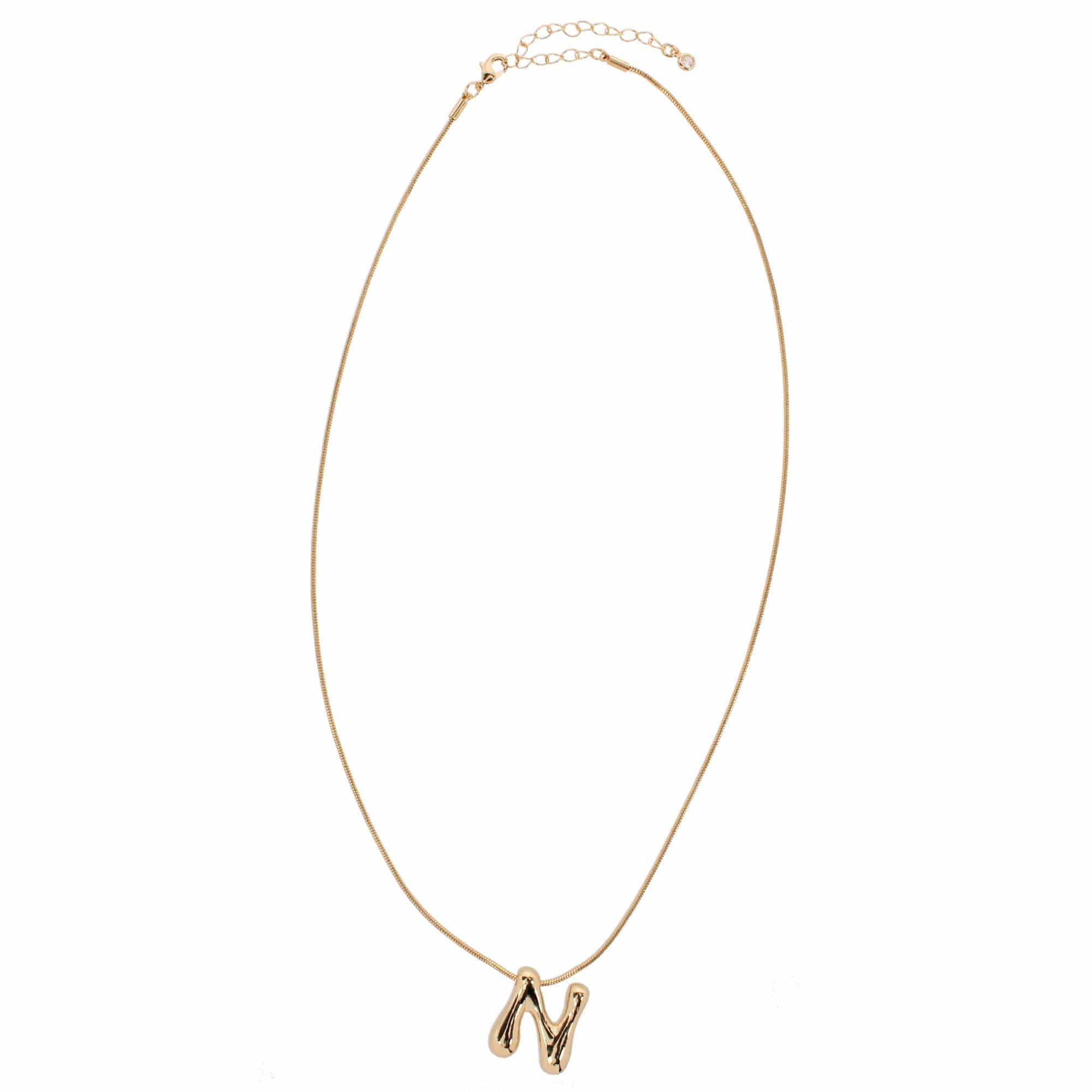 CTM® Women's Semi-Fine Bubble Letter Initial Necklace Gold or Silver Dipped