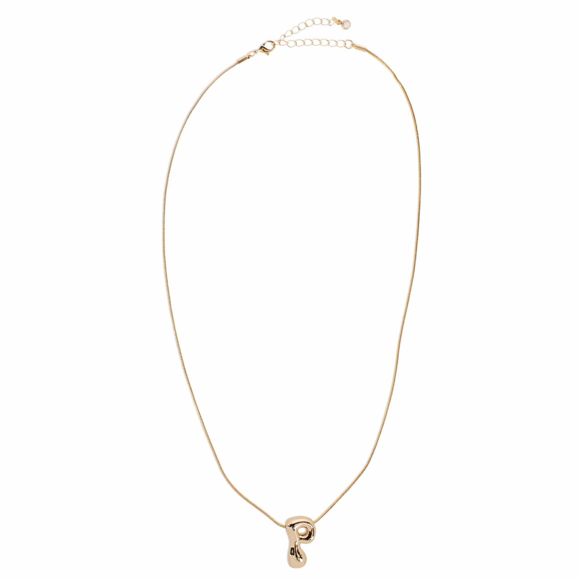 CTM® Women's Semi-Fine Bubble Letter Initial Necklace Gold or Silver Dipped