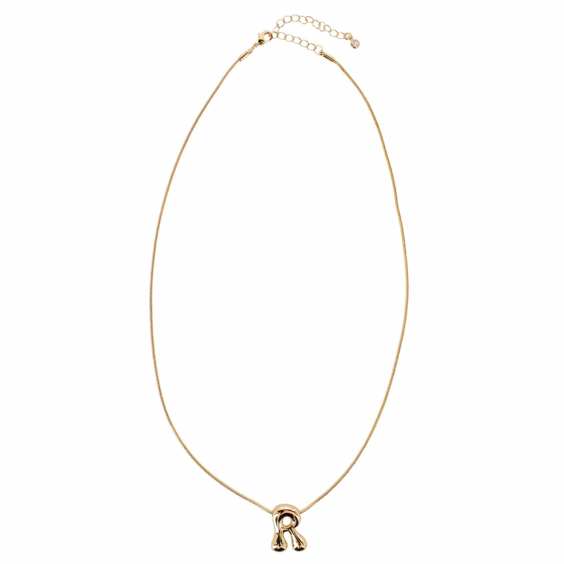 CTM® Women's Semi-Fine Bubble Letter Initial Necklace Gold or Silver Dipped