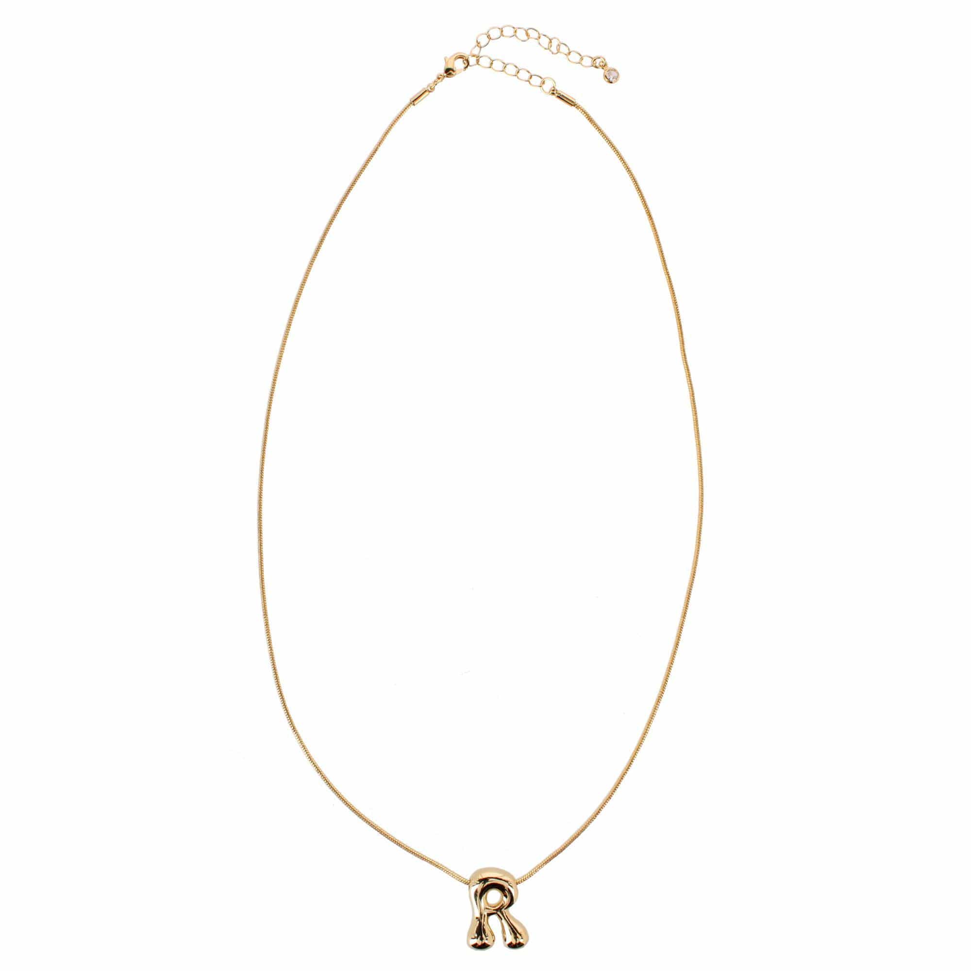 CTM® Women's Semi-Fine Bubble Letter Initial Necklace Gold or Silver Dipped - Gold- R