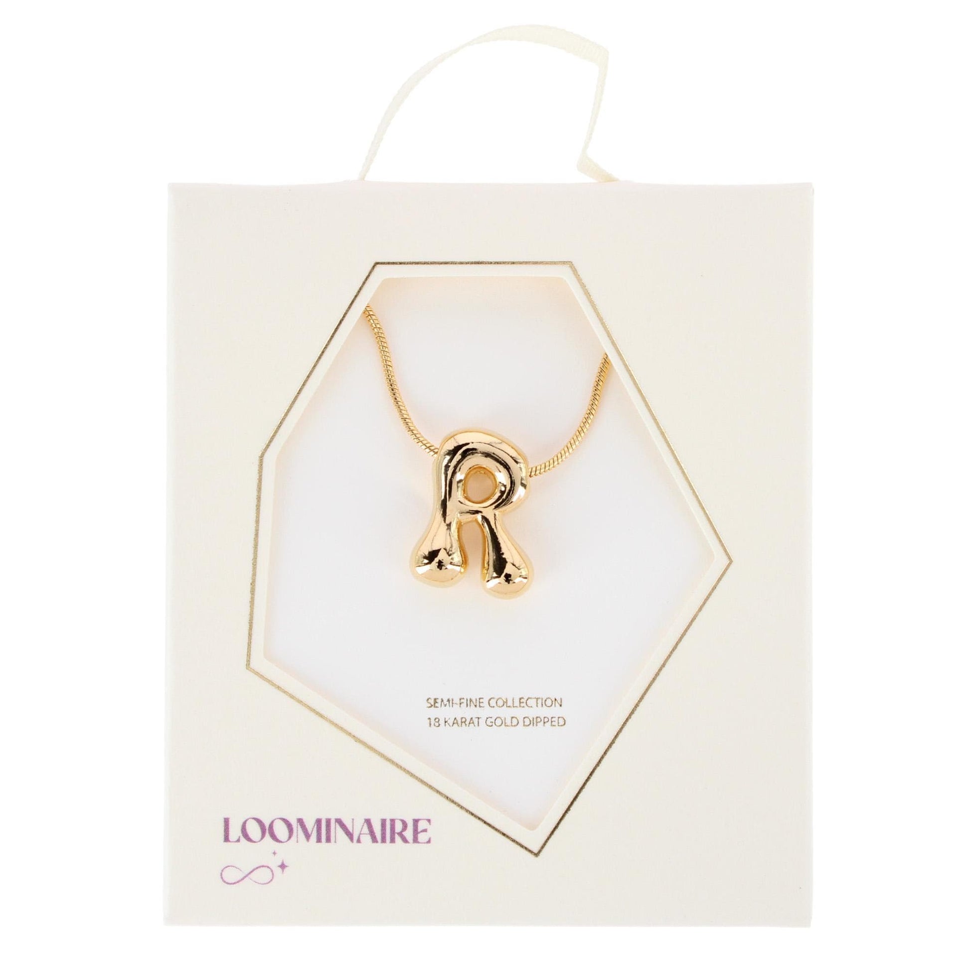 CTM® Women's Semi-Fine Bubble Letter Initial Necklace Gold or Silver Dipped - Gold- R