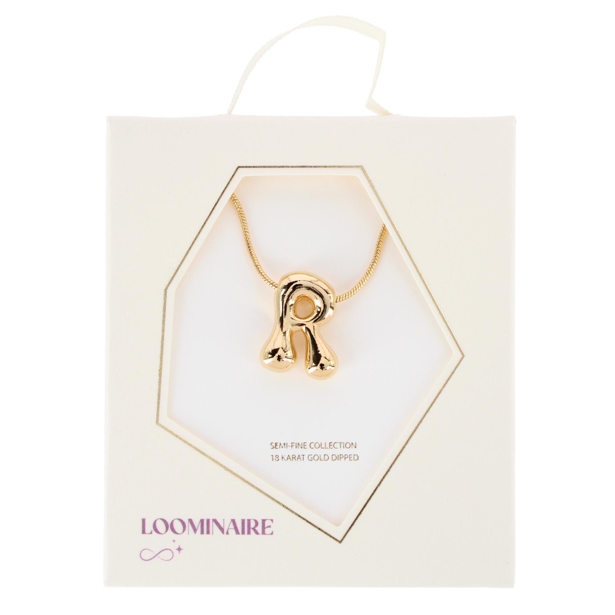 CTM® Women's Semi-Fine Bubble Letter Initial Necklace Gold or Silver Dipped - Gold- R