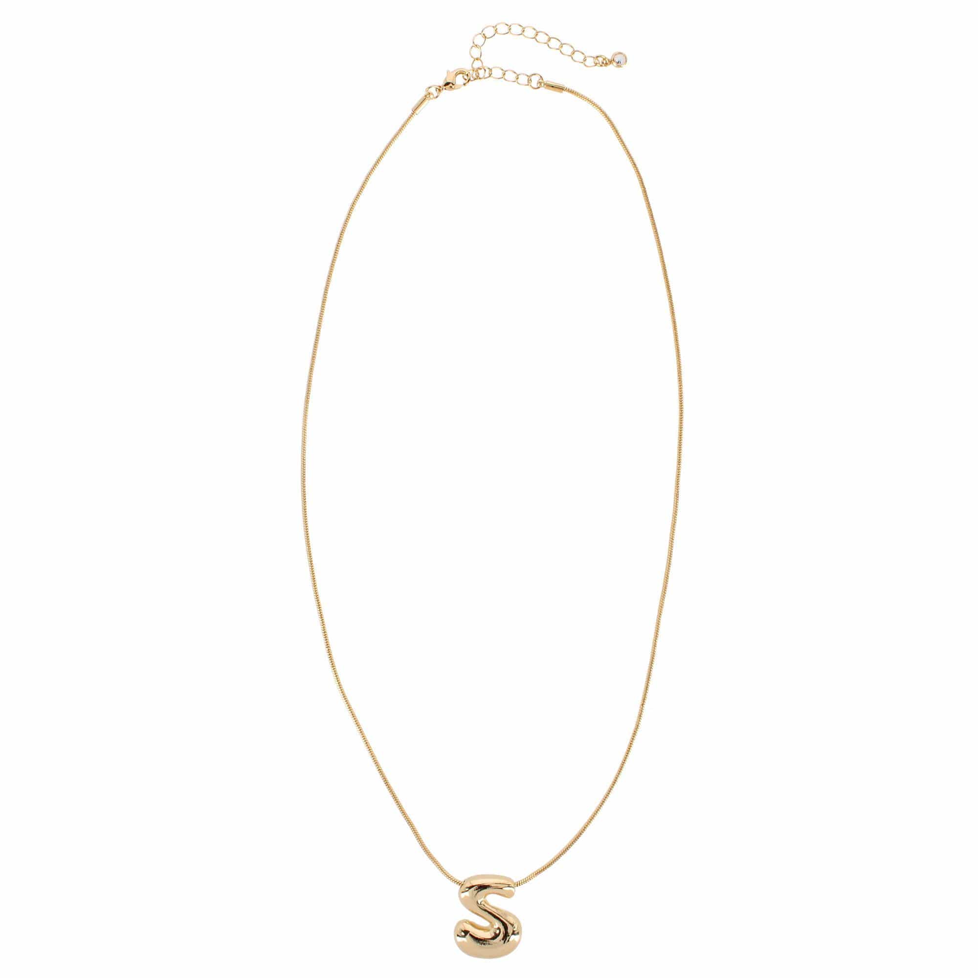 CTM® Women's Semi-Fine Bubble Letter Initial Necklace Gold or Silver Dipped