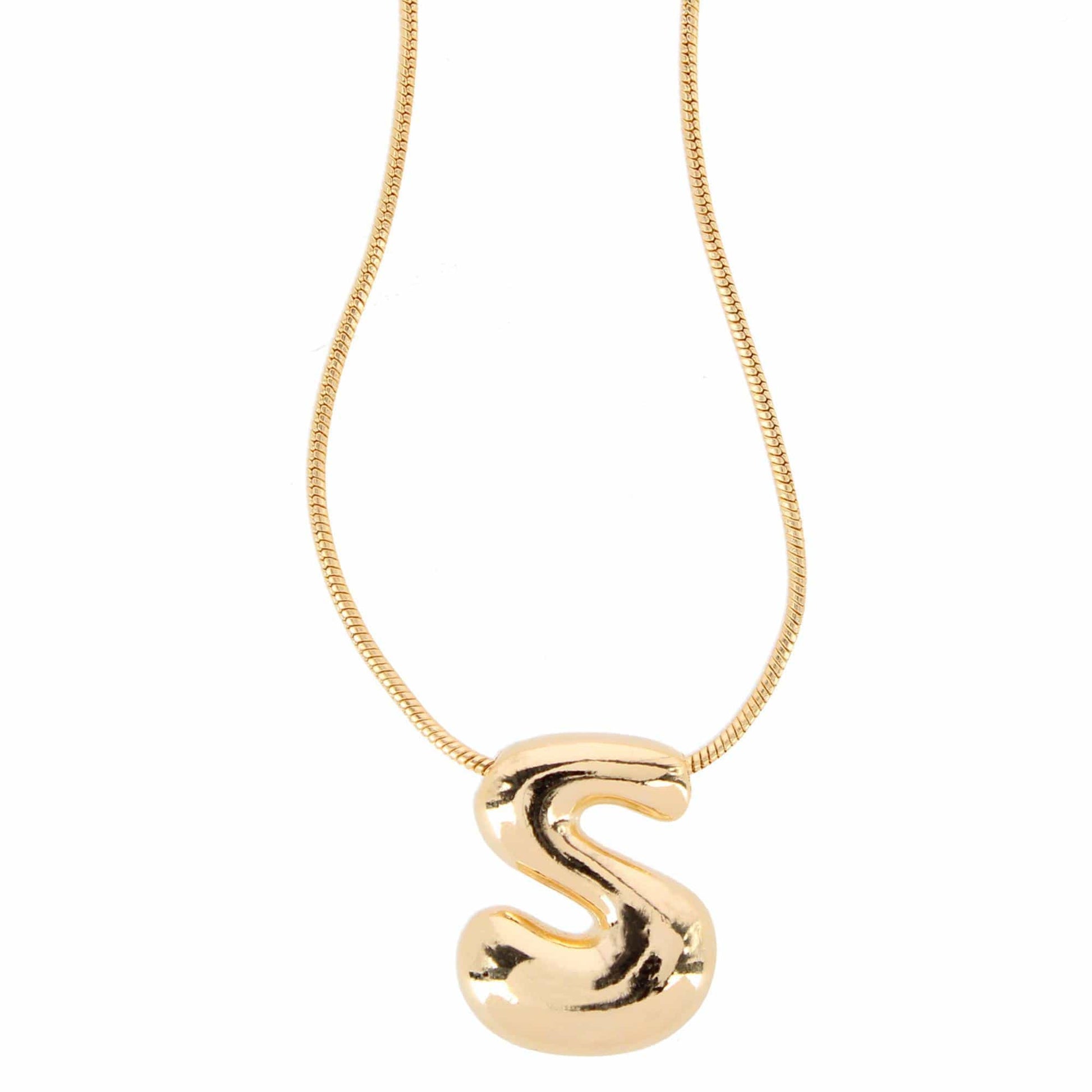CTM® Women's Semi-Fine Bubble Letter Initial Necklace Gold or Silver Dipped - Gold- S