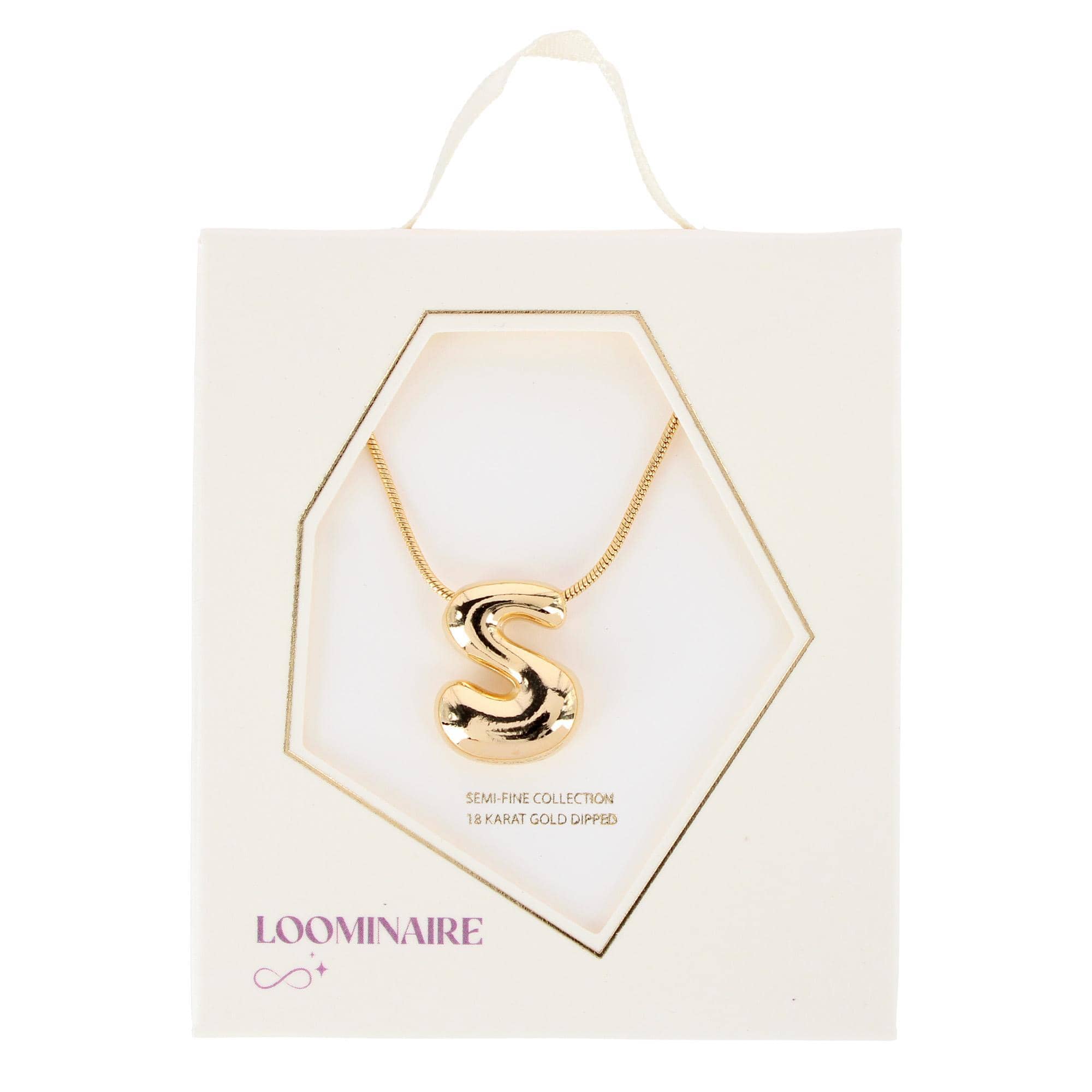 CTM® Women's Semi-Fine Bubble Letter Initial Necklace Gold or Silver Dipped - Gold- S