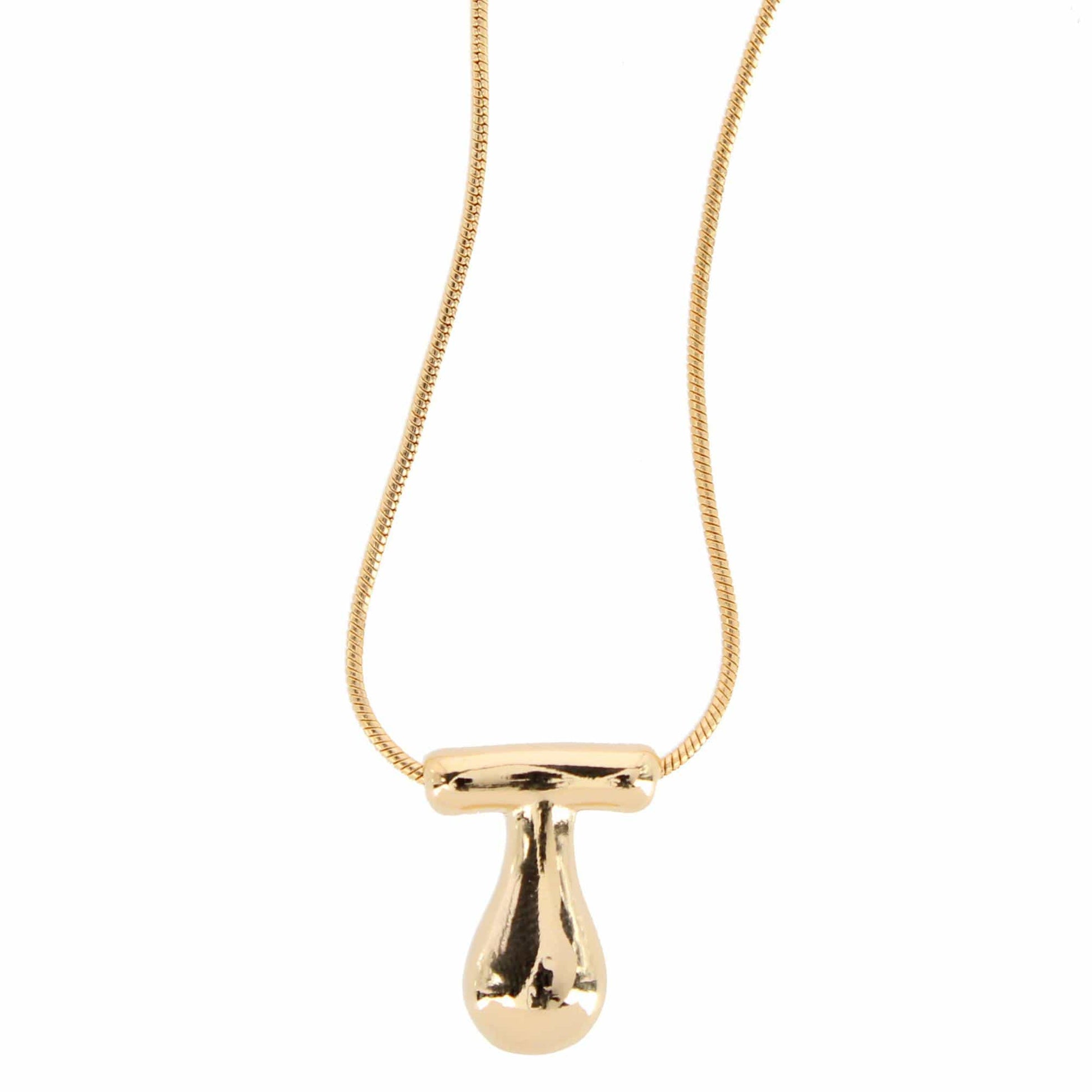 CTM® Women's Semi-Fine Bubble Letter Initial Necklace Gold or Silver Dipped - Gold- T