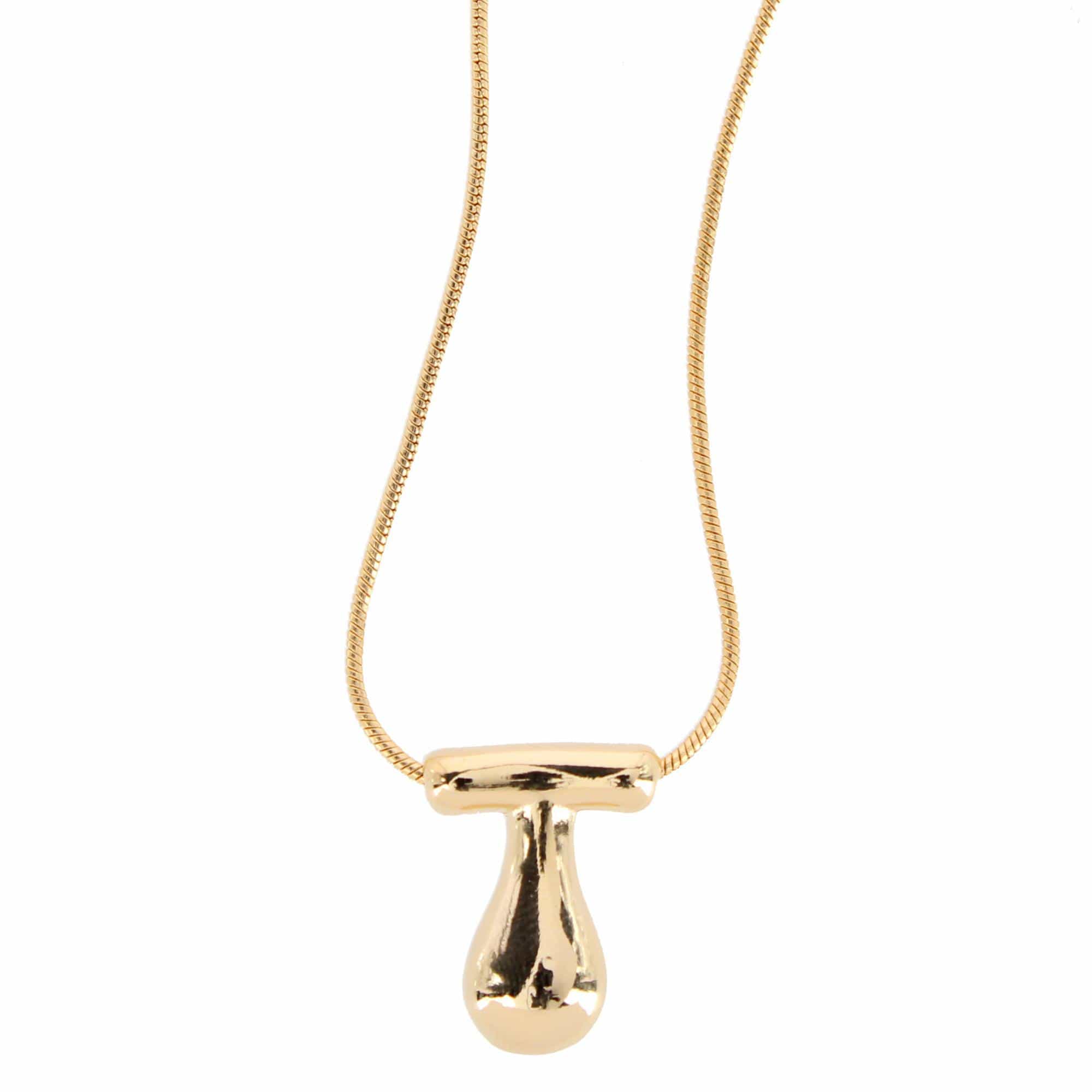 CTM® Women's Semi-Fine Bubble Letter Initial Necklace Gold or Silver Dipped - Gold- T