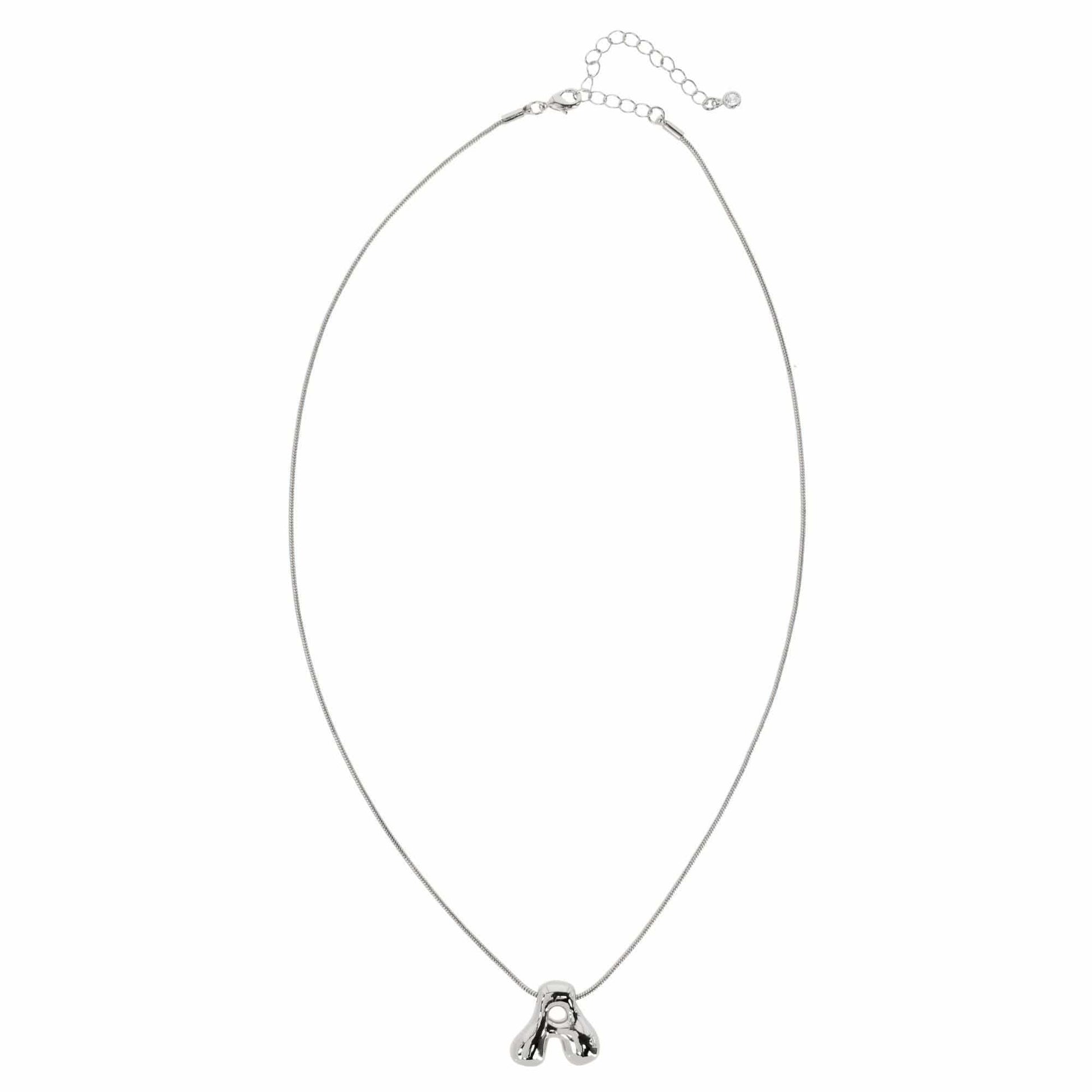 CTM® Women's Semi-Fine Bubble Letter Initial Necklace Gold or Silver Dipped