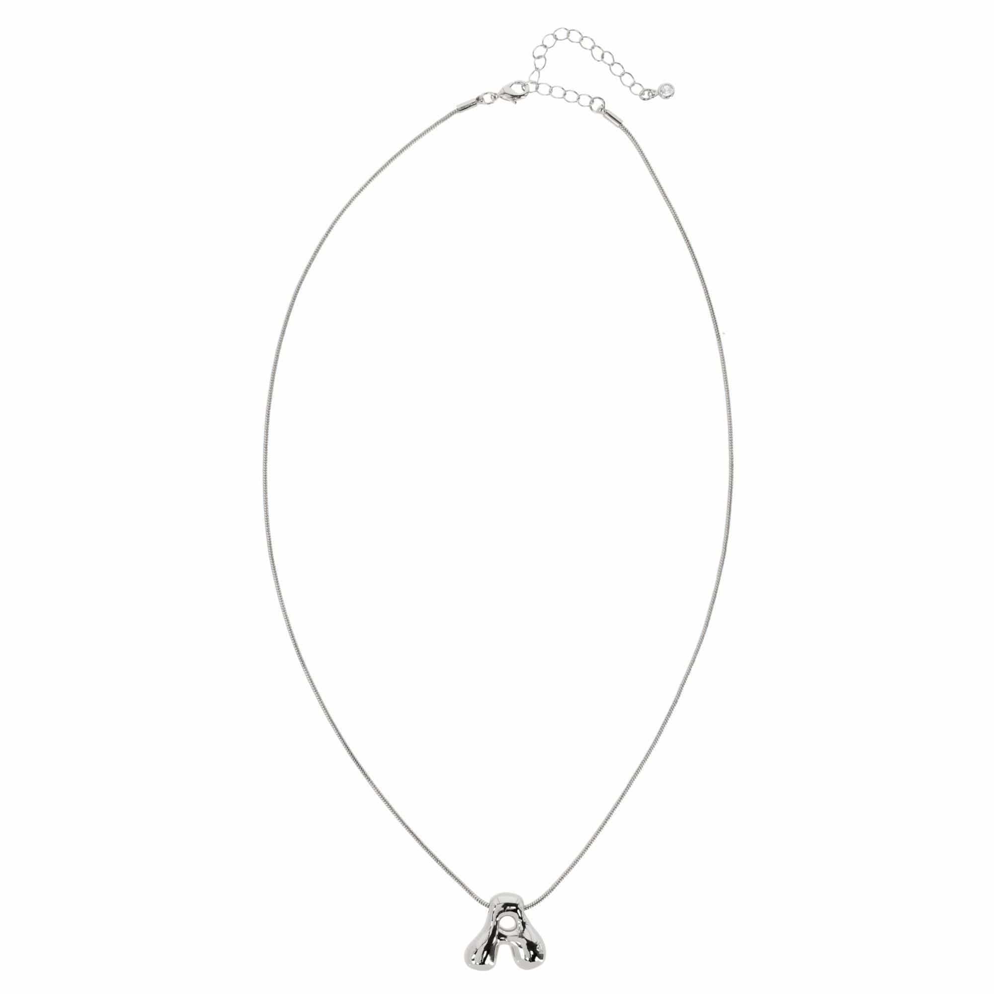 CTM® Women's Semi-Fine Bubble Letter Initial Necklace Gold or Silver Dipped