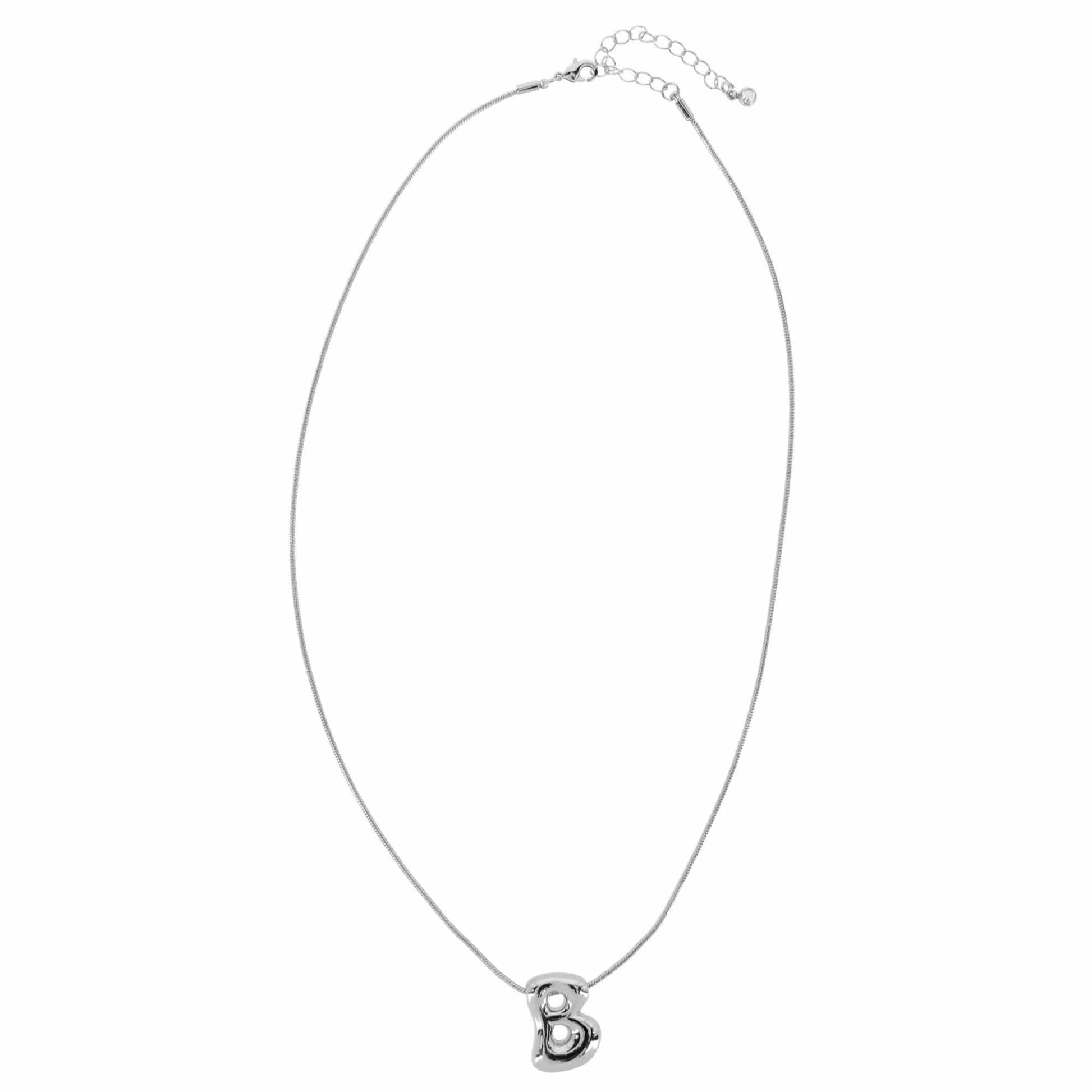 CTM® Women's Semi-Fine Bubble Letter Initial Necklace Gold or Silver Dipped - Silver- B