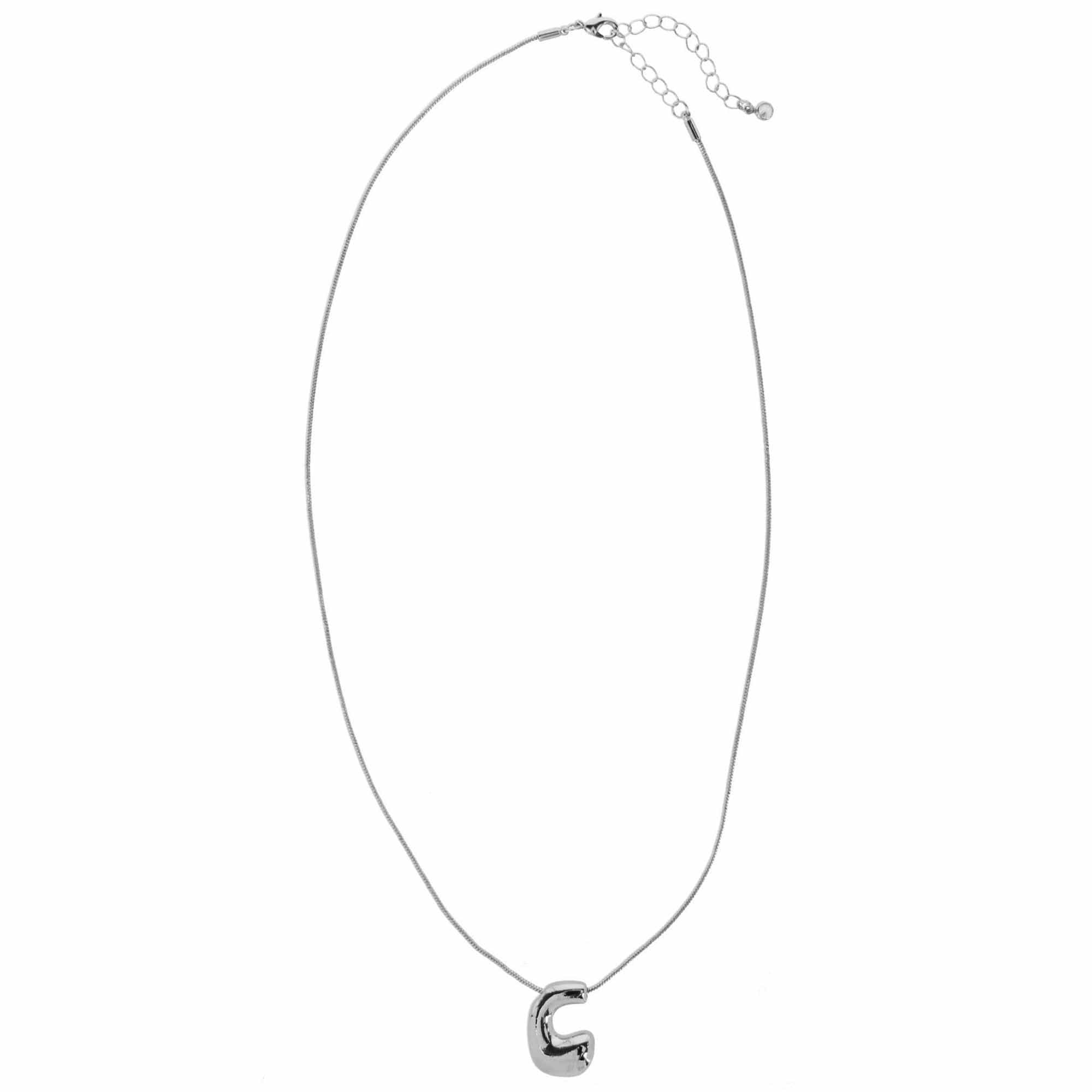 CTM® Women's Semi-Fine Bubble Letter Initial Necklace Gold or Silver Dipped