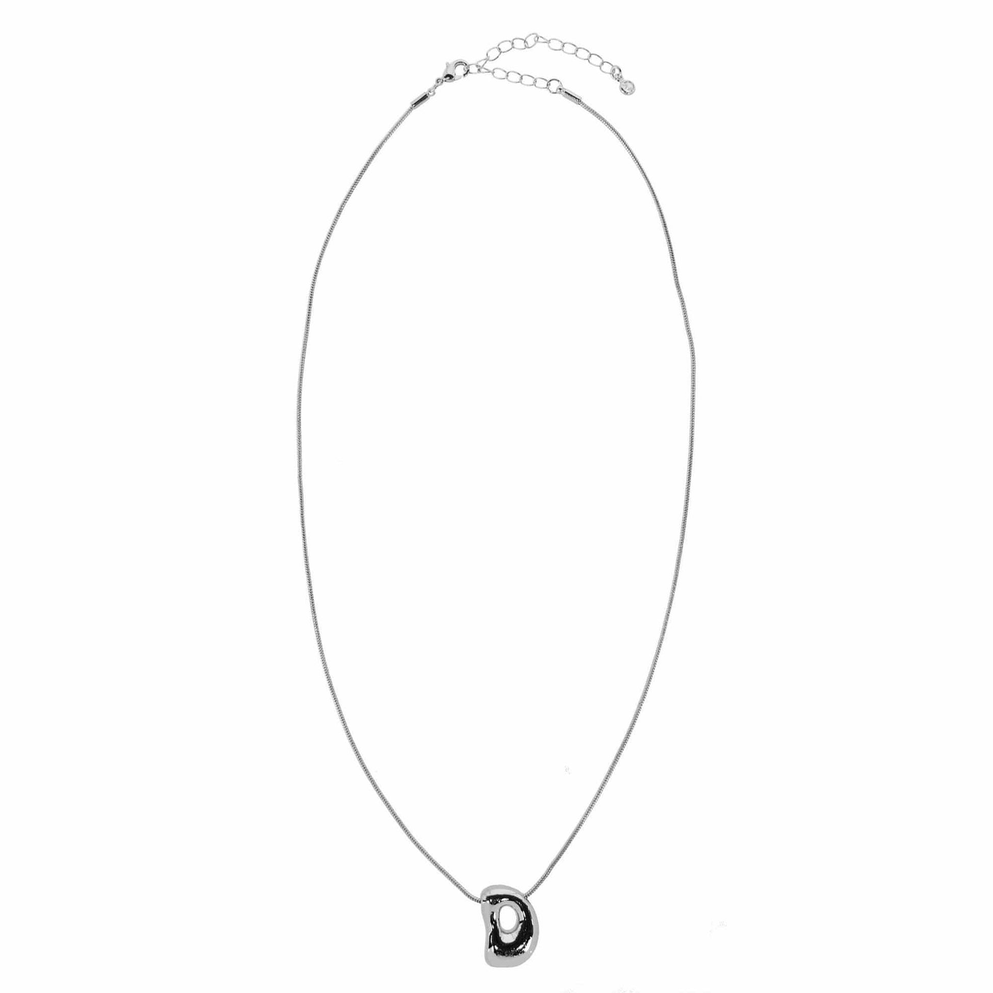 CTM® Women's Semi-Fine Bubble Letter Initial Necklace Gold or Silver Dipped - Silver- D