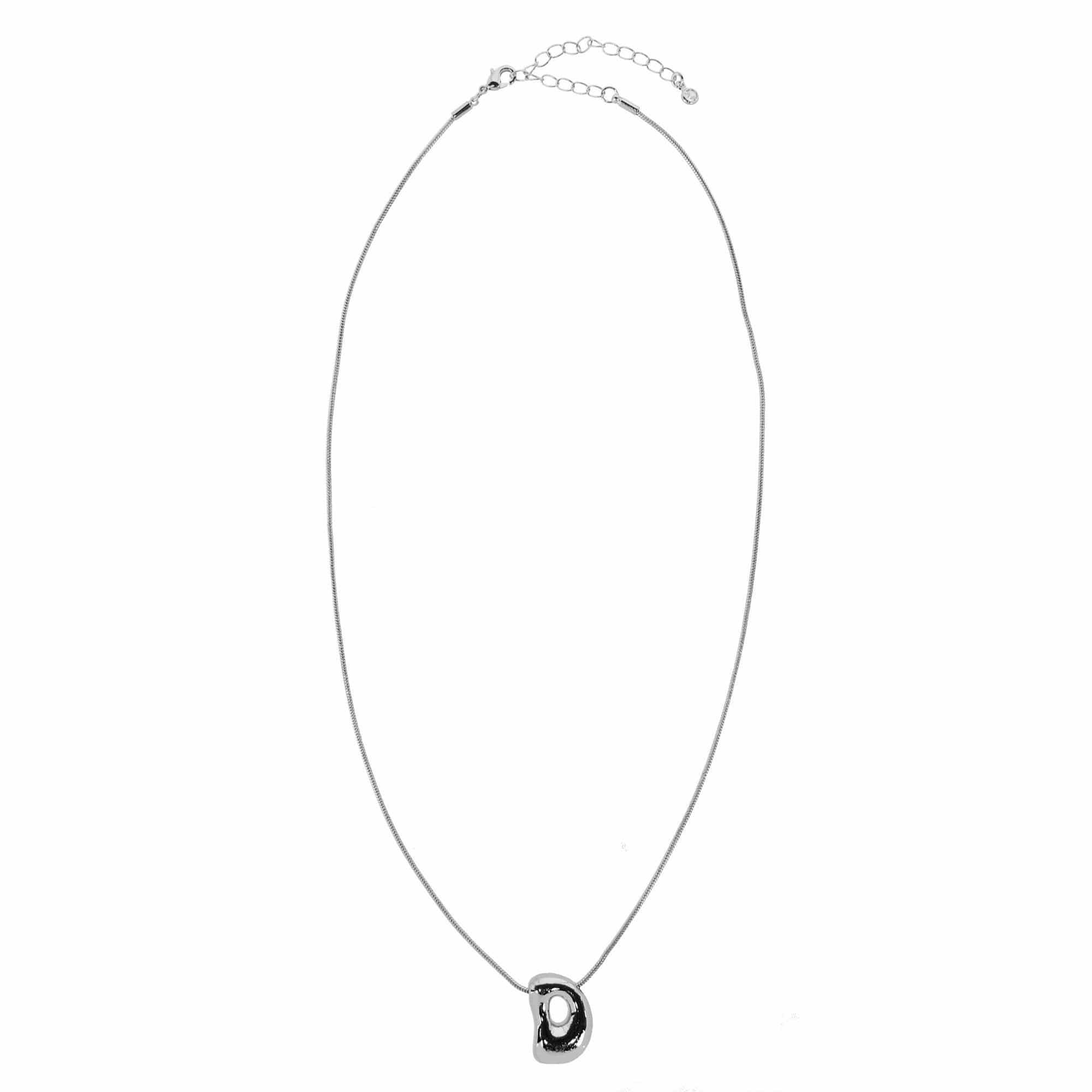 CTM® Women's Semi-Fine Bubble Letter Initial Necklace Gold or Silver Dipped - Silver- D
