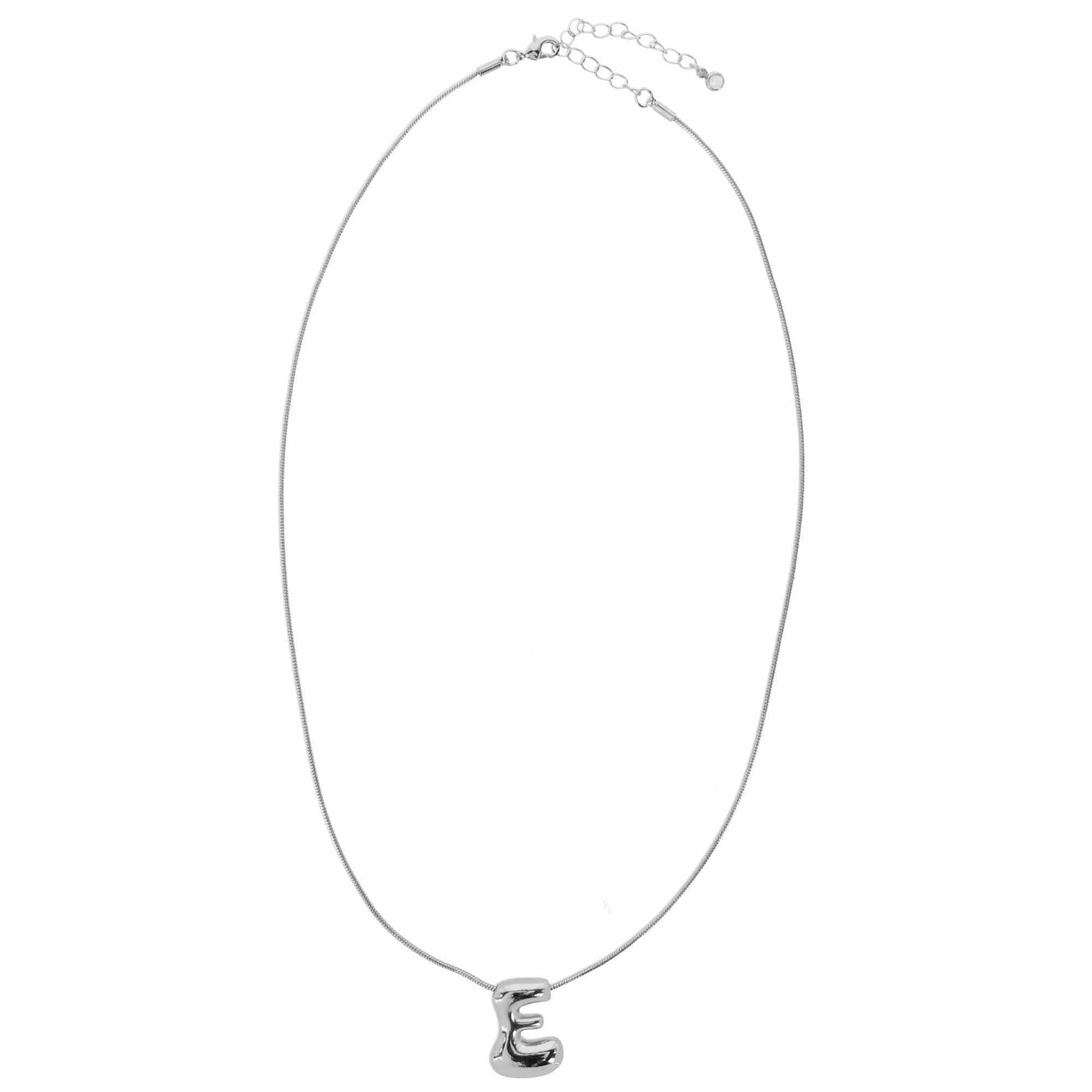 CTM® Women's Semi-Fine Bubble Letter Initial Necklace Gold or Silver Dipped - Silver- E