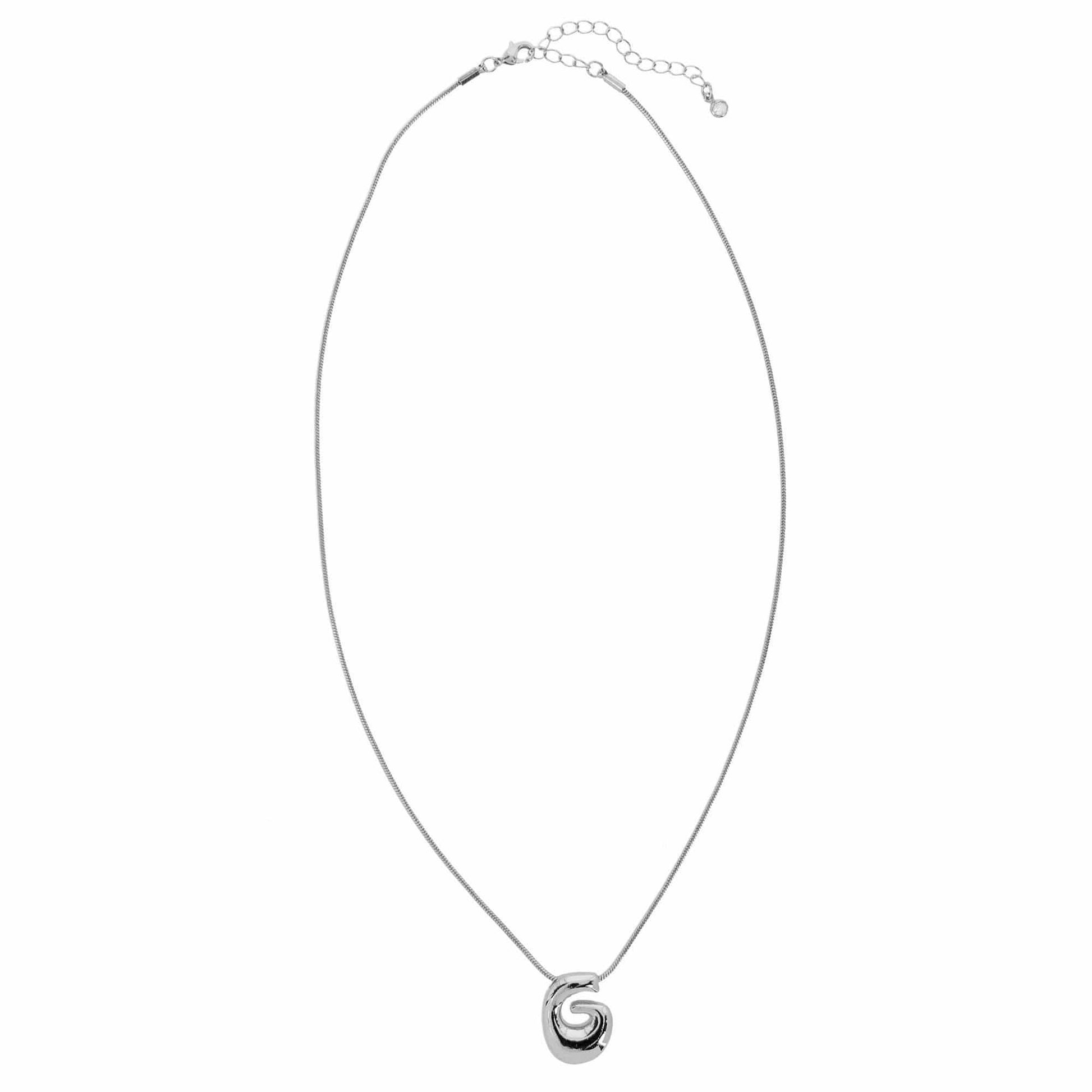 CTM® Women's Semi-Fine Bubble Letter Initial Necklace Gold or Silver Dipped - Silver- G
