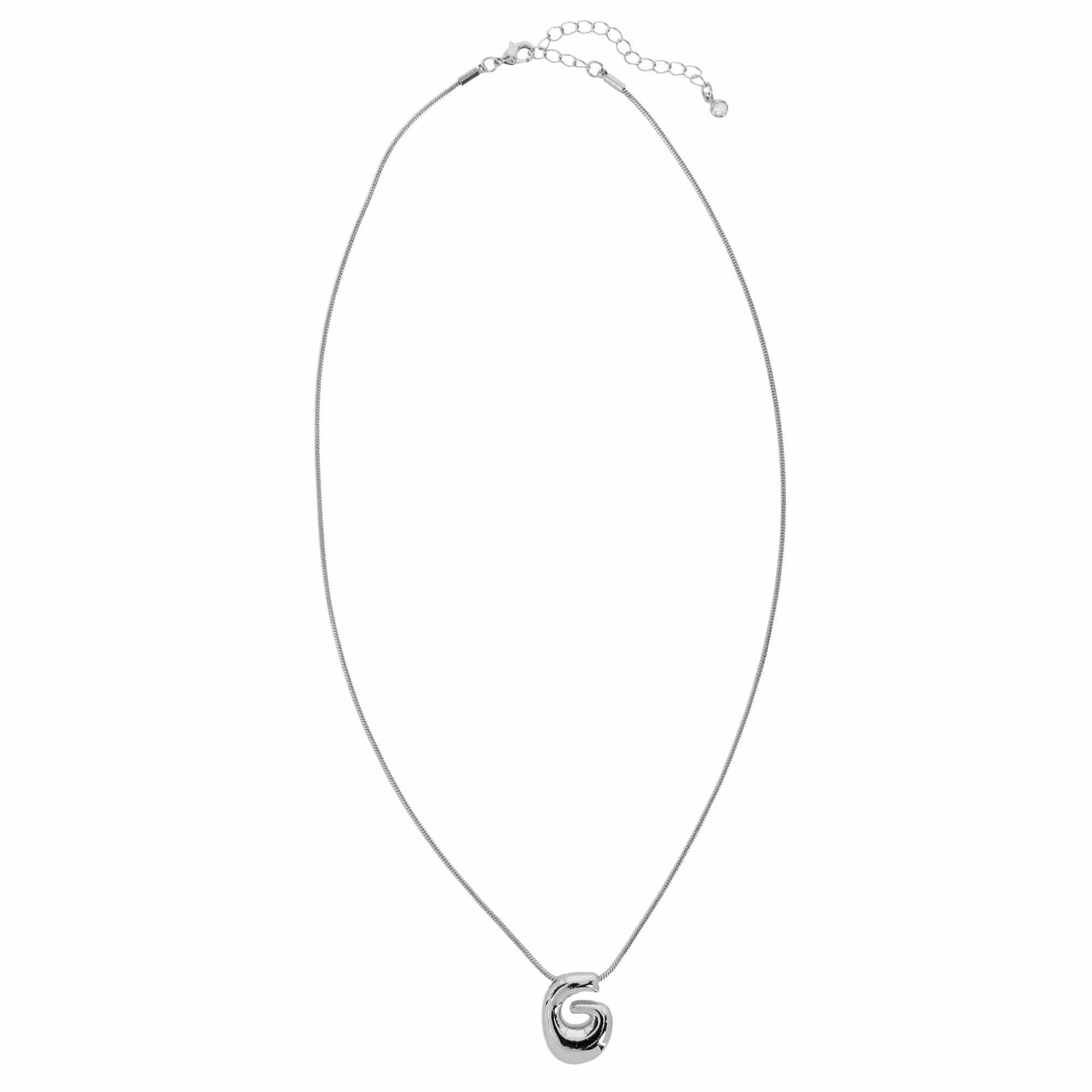 CTM® Women's Semi-Fine Bubble Letter Initial Necklace Gold or Silver Dipped - Silver- G
