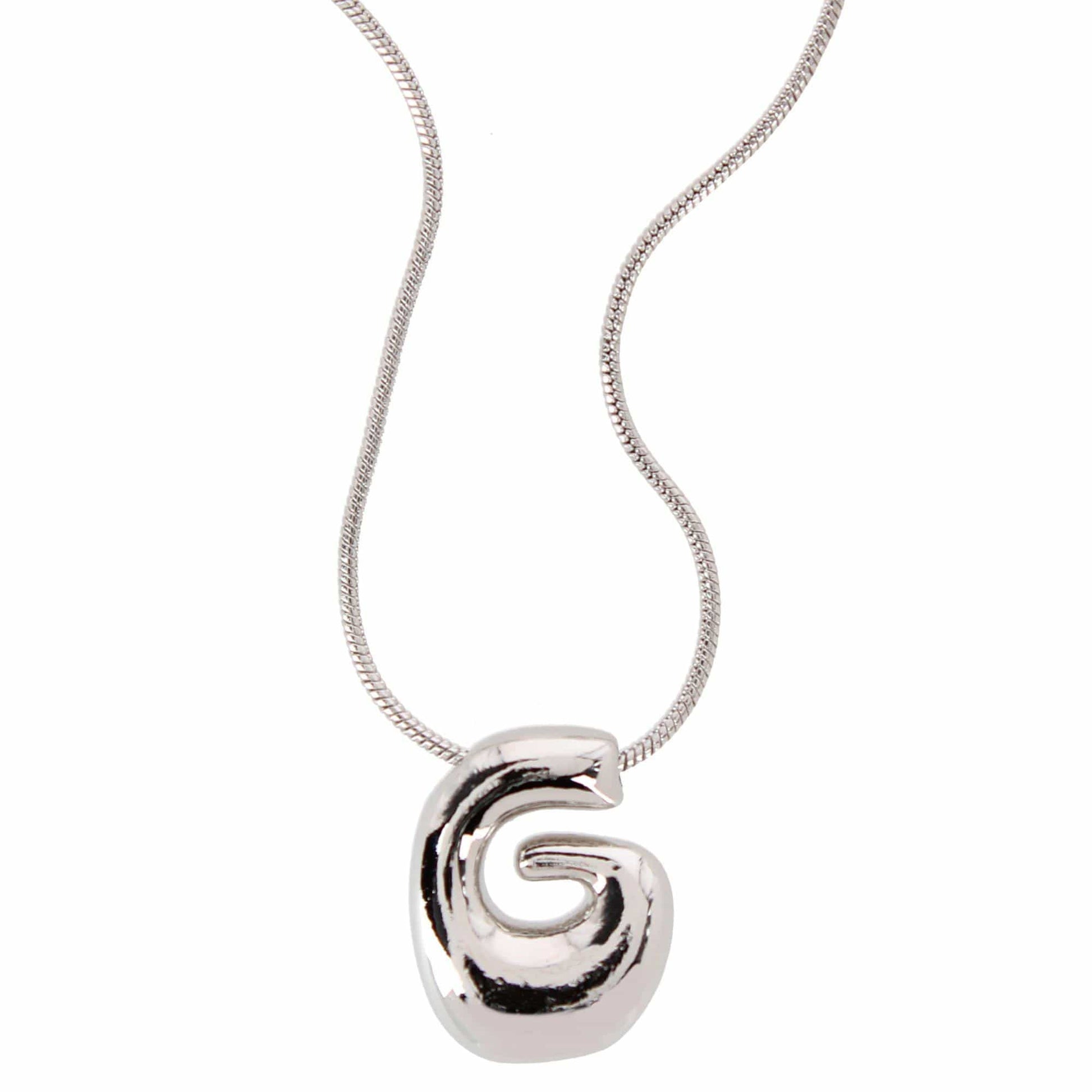 CTM® Women's Semi-Fine Bubble Letter Initial Necklace Gold or Silver Dipped - Silver- G