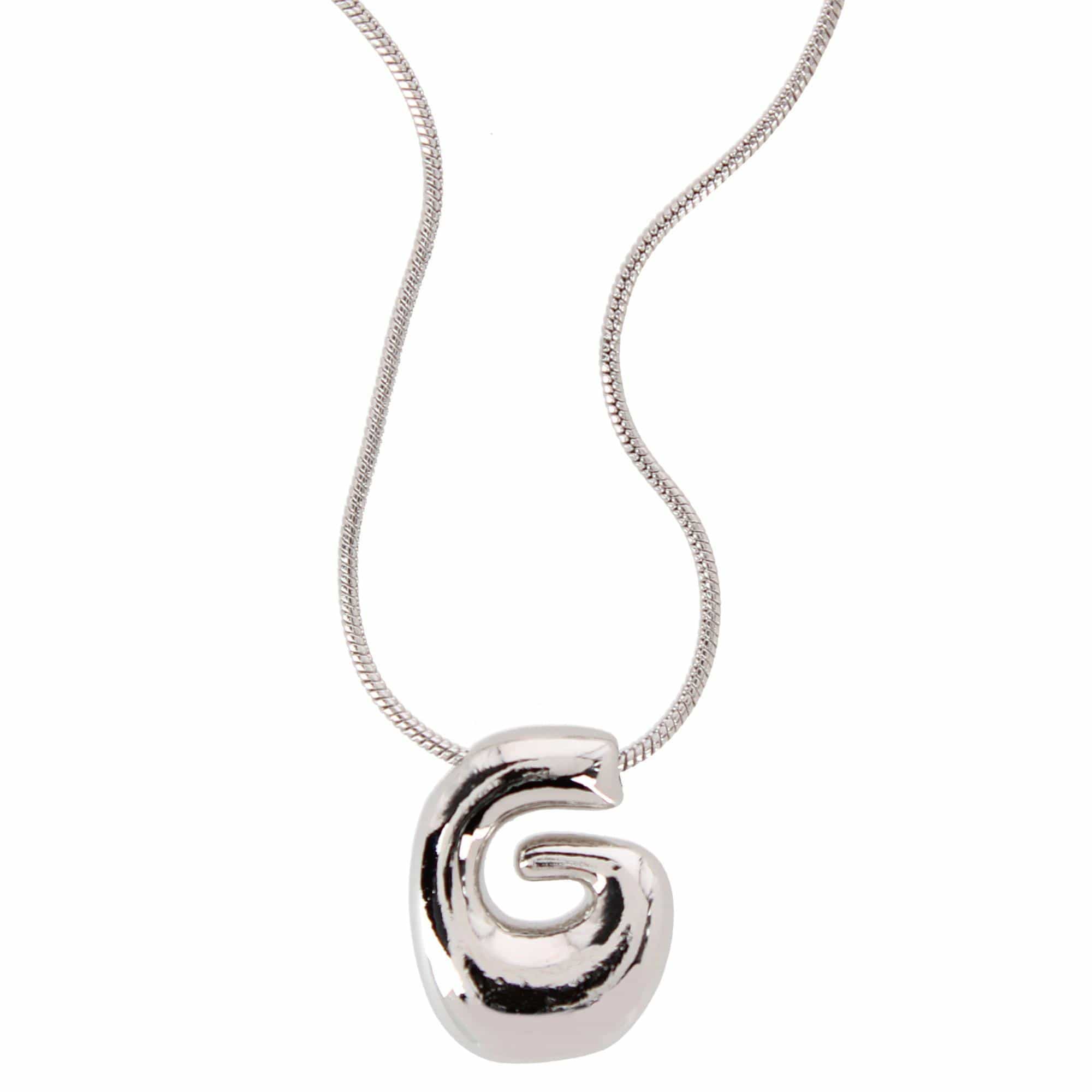CTM® Women's Semi-Fine Bubble Letter Initial Necklace Gold or Silver Dipped - Silver- G