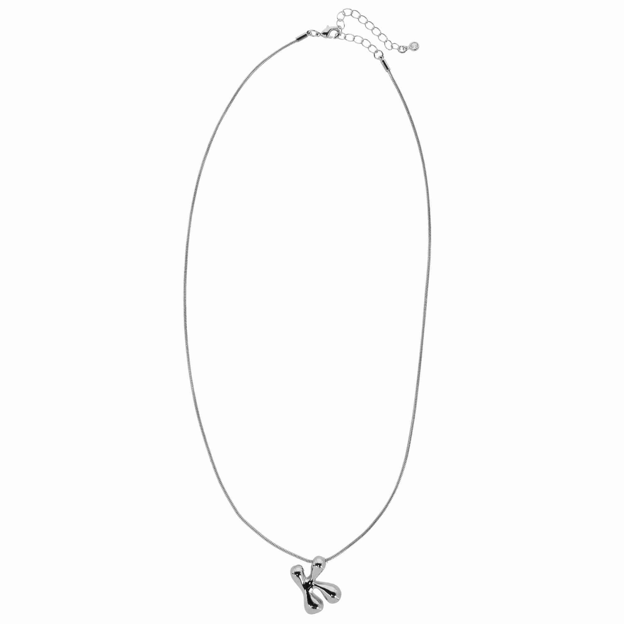 CTM® Women's Semi-Fine Bubble Letter Initial Necklace Gold or Silver Dipped - Silver- K