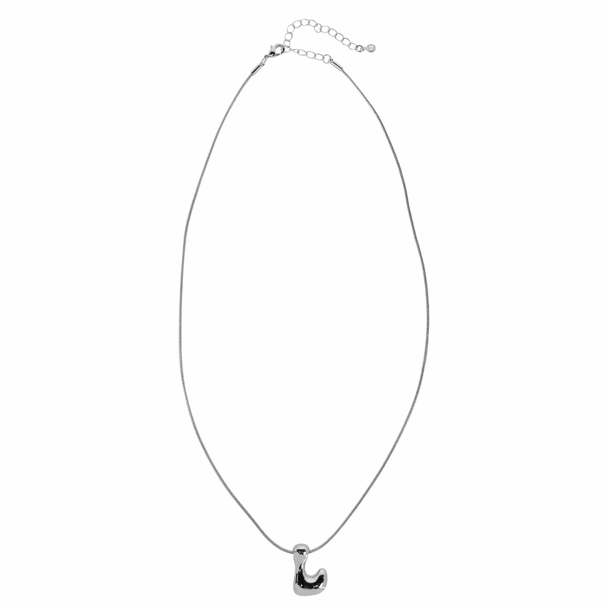 CTM® Women's Semi-Fine Bubble Letter Initial Necklace Gold or Silver Dipped