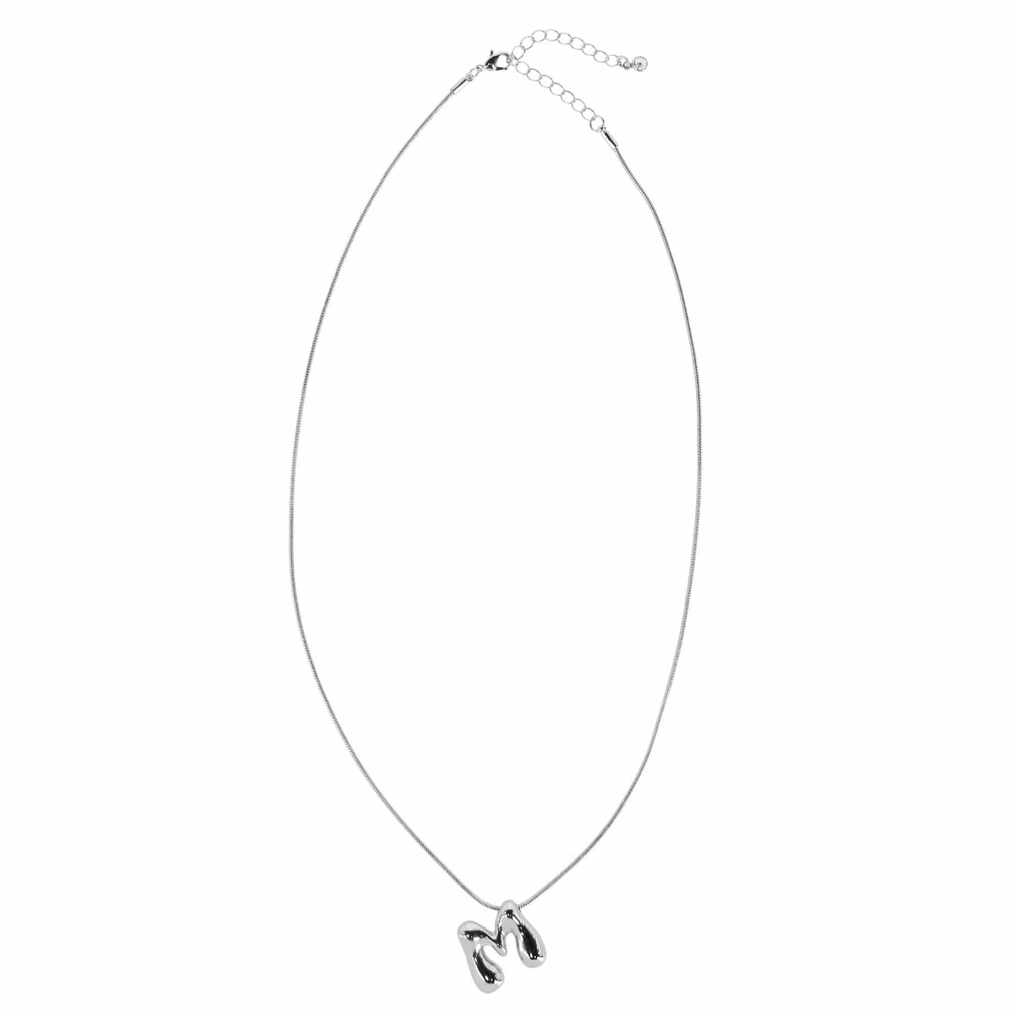 CTM® Women's Semi-Fine Bubble Letter Initial Necklace Gold or Silver Dipped