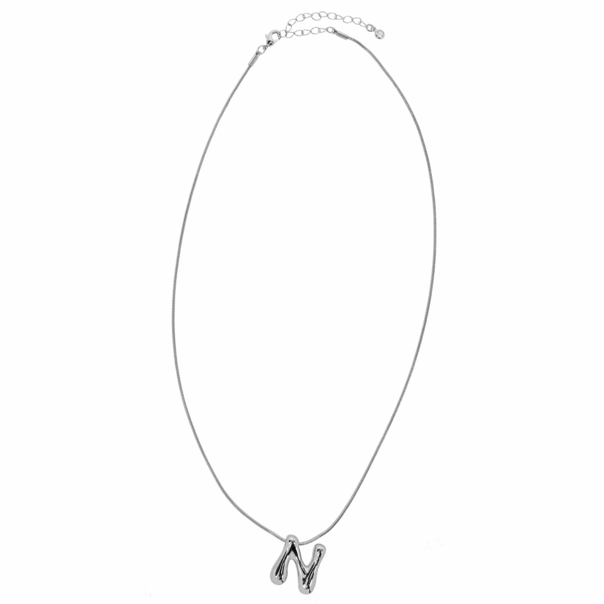 CTM® Women's Semi-Fine Bubble Letter Initial Necklace Gold or Silver Dipped
