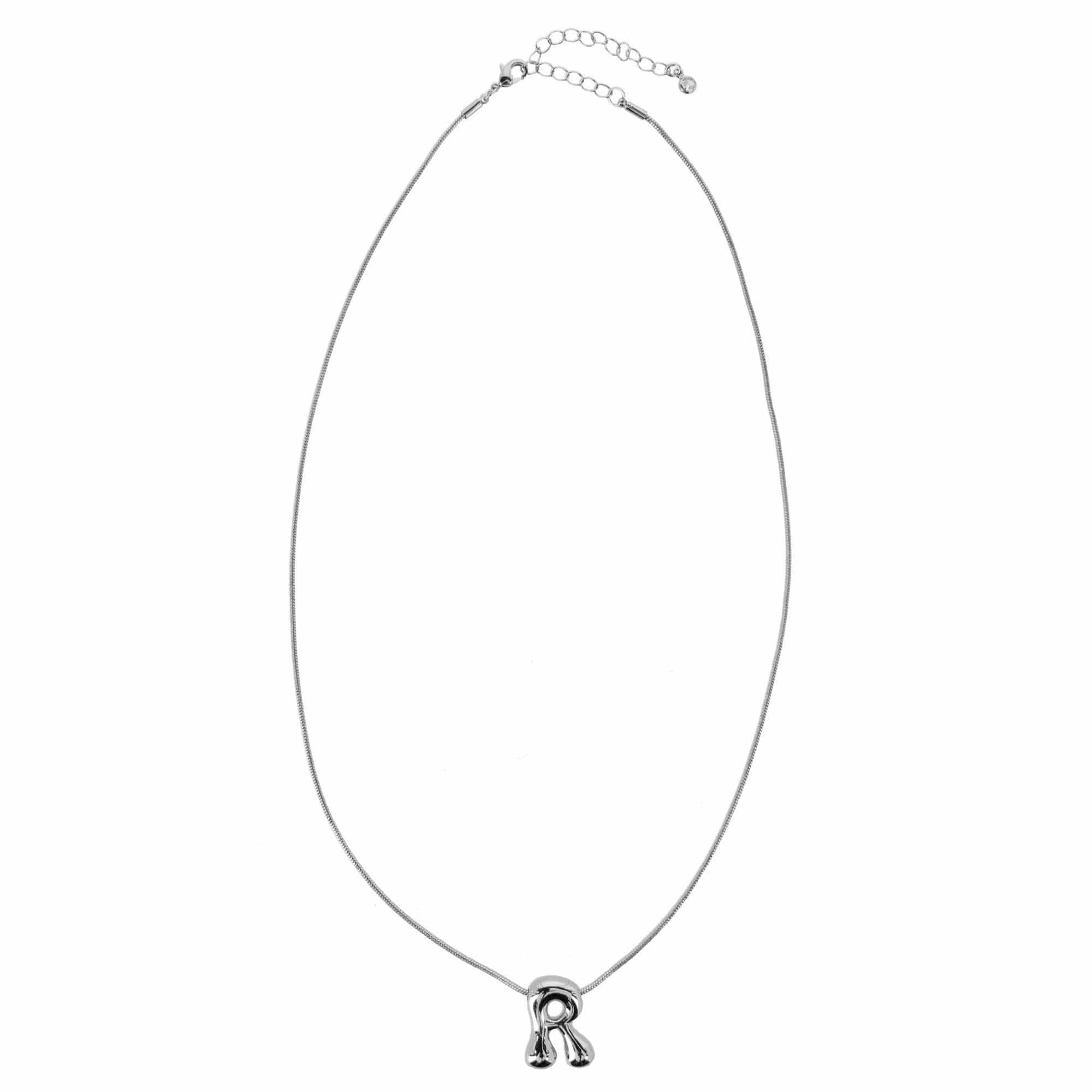 CTM® Women's Semi-Fine Bubble Letter Initial Necklace Gold or Silver Dipped - Silver- R