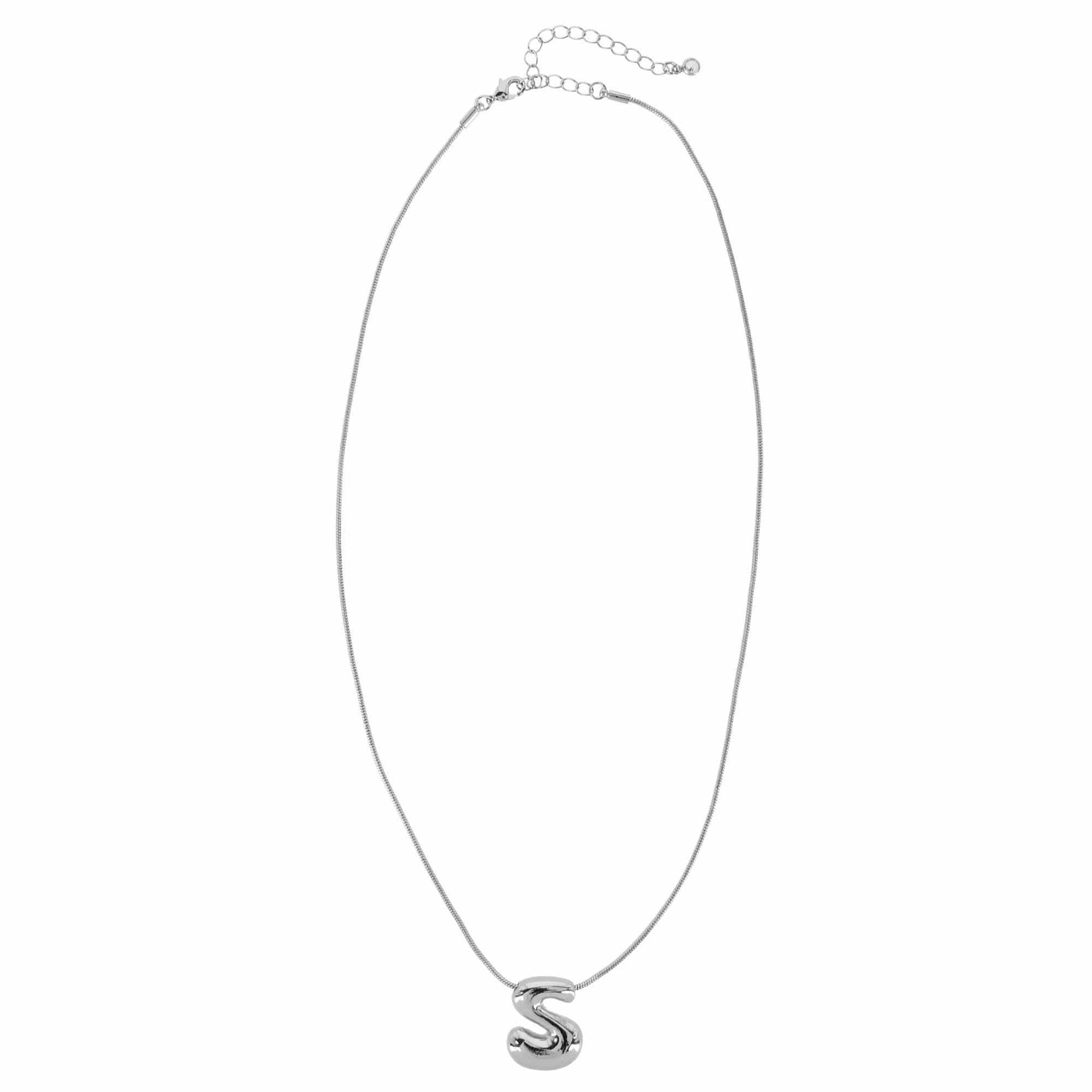 CTM® Women's Semi-Fine Bubble Letter Initial Necklace Gold or Silver Dipped