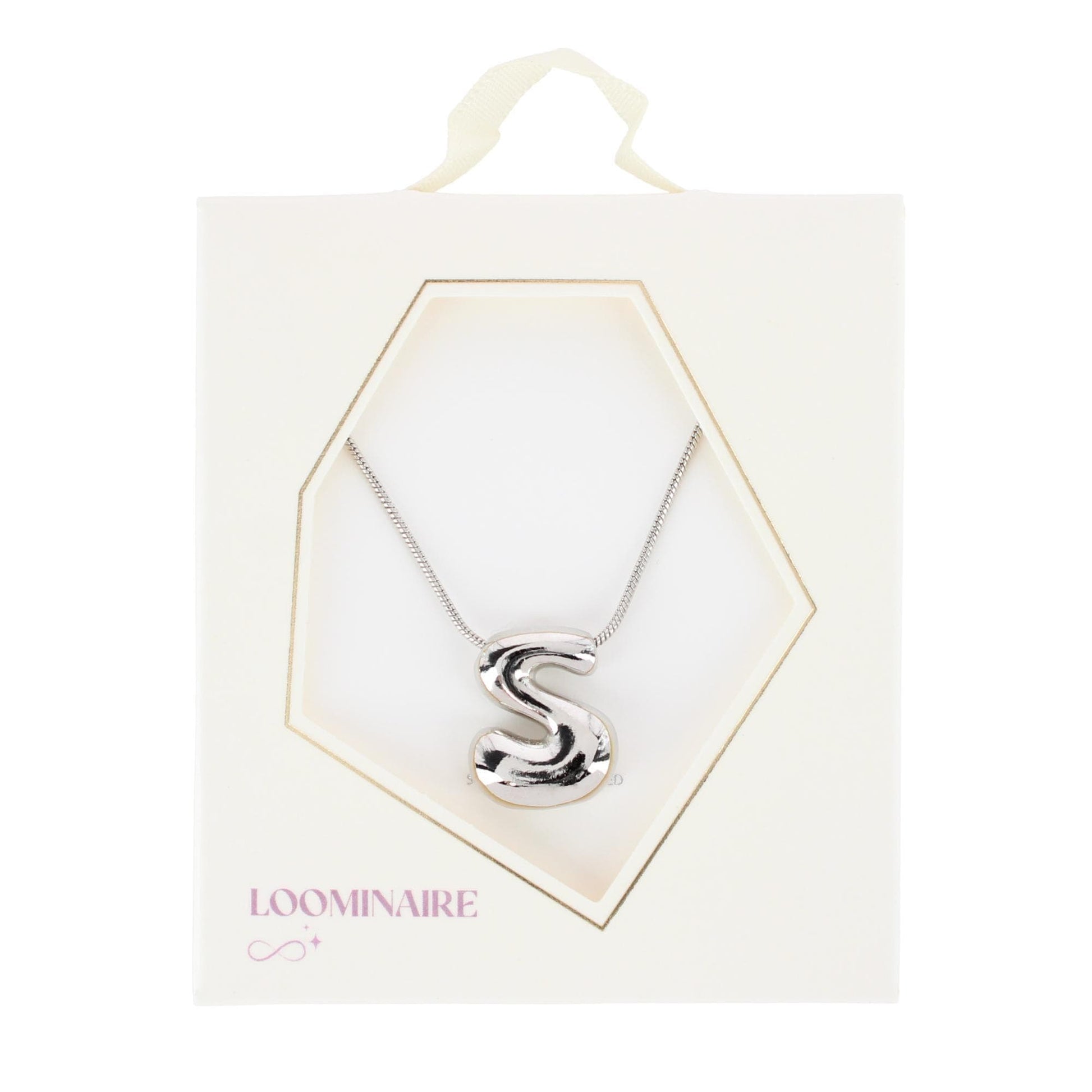 CTM® Women's Semi-Fine Bubble Letter Initial Necklace Gold or Silver Dipped - Silver- S