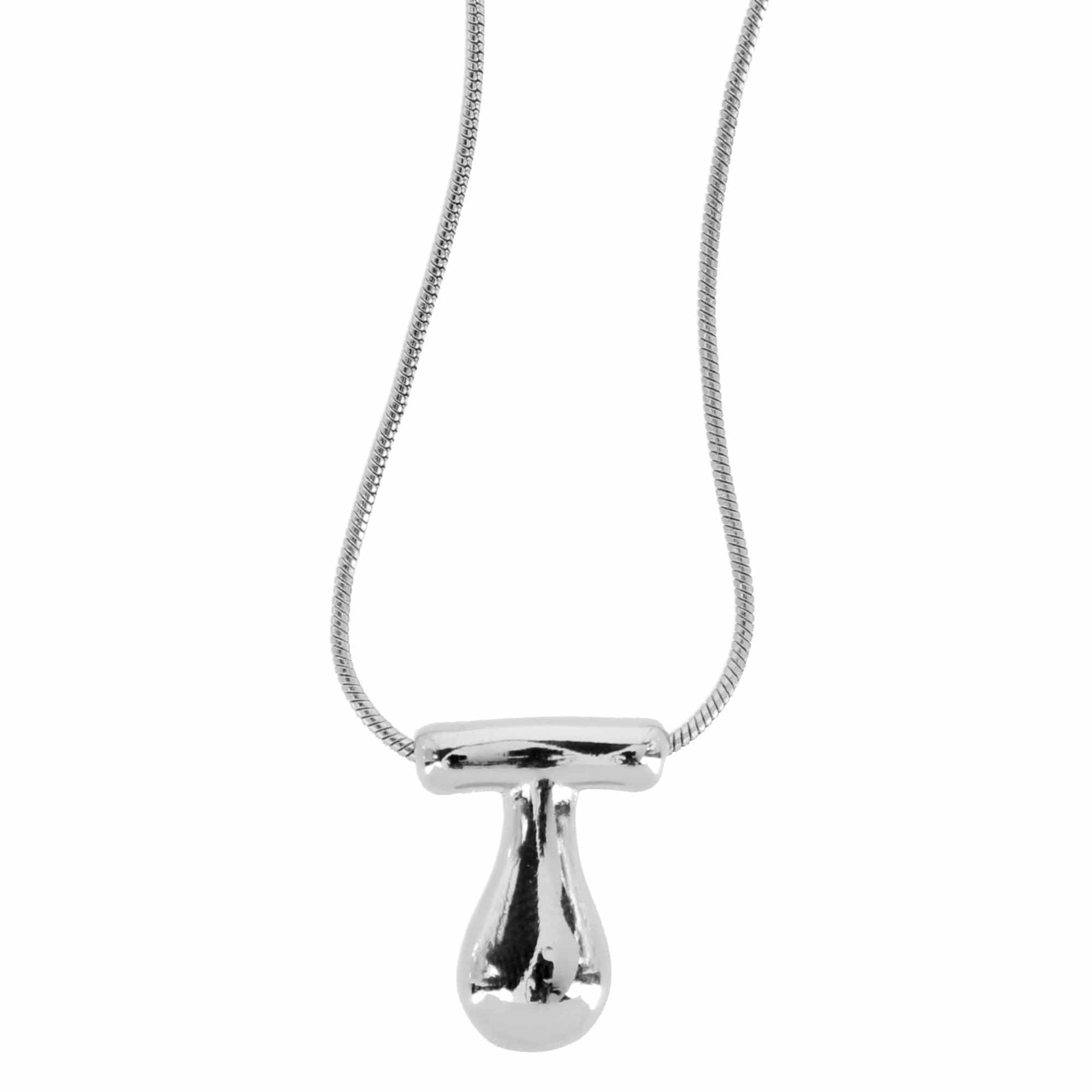 CTM® Women's Semi-Fine Bubble Letter Initial Necklace Gold or Silver Dipped - Silver- T