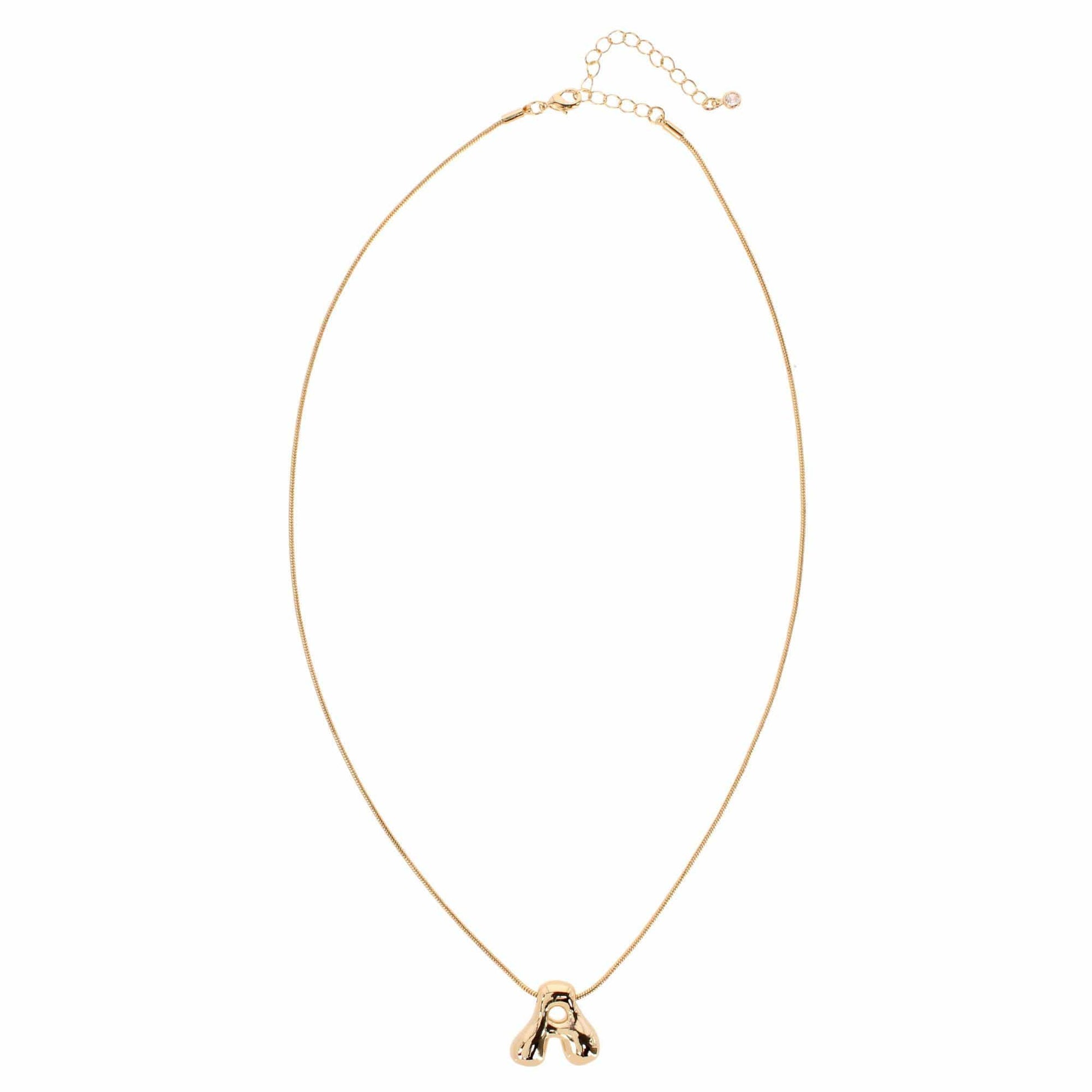 CTM® Women's Semi-Fine Bubble Letter Initial Necklace Gold or Silver Dipped - Women's Semi-Fine Bubble Letter Initial Necklace Gold or Silver Dipped