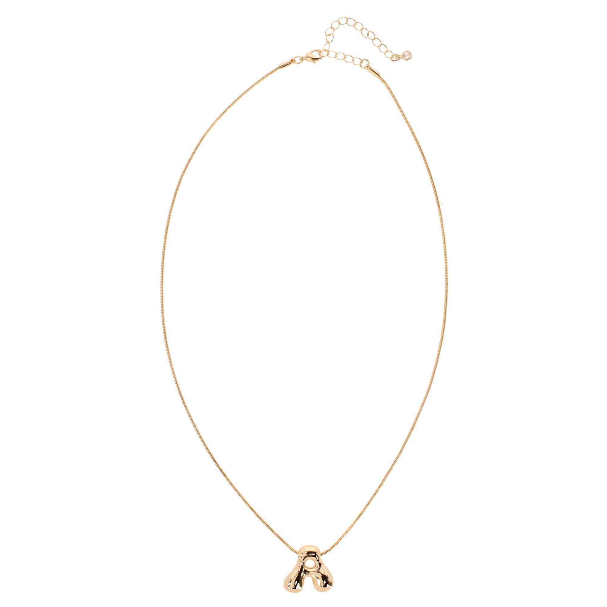 CTM® Women's Semi-Fine Bubble Letter Initial Necklace Gold or Silver Dipped - Women's Semi-Fine Bubble Letter Initial Necklace Gold or Silver Dipped