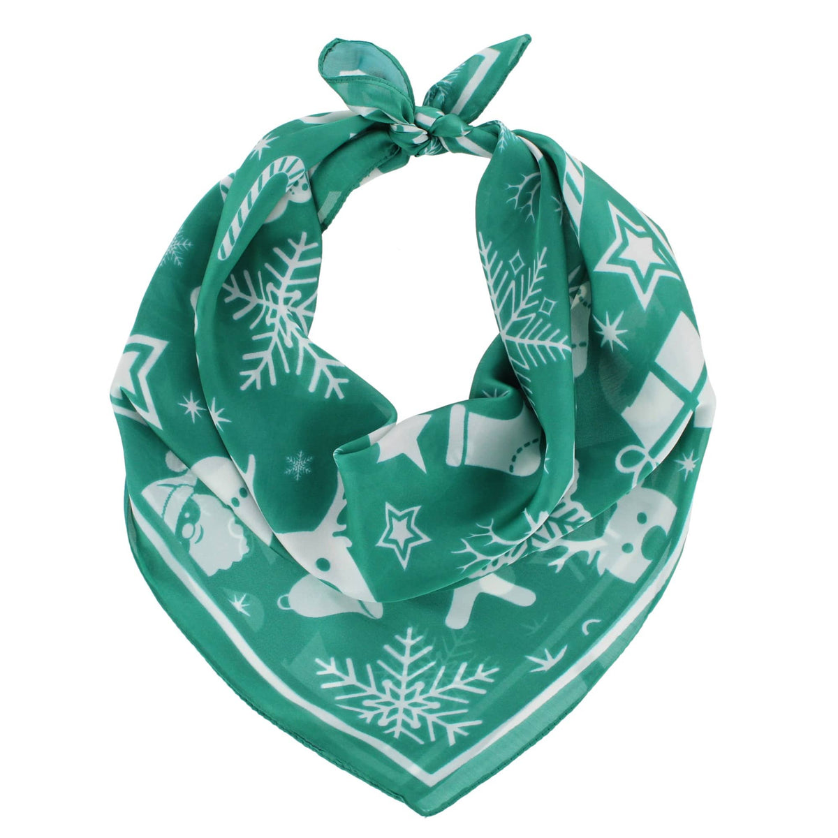 CTM® Women's Christmas Holiday Pattern Silky Square Scarf Red & Green - Green