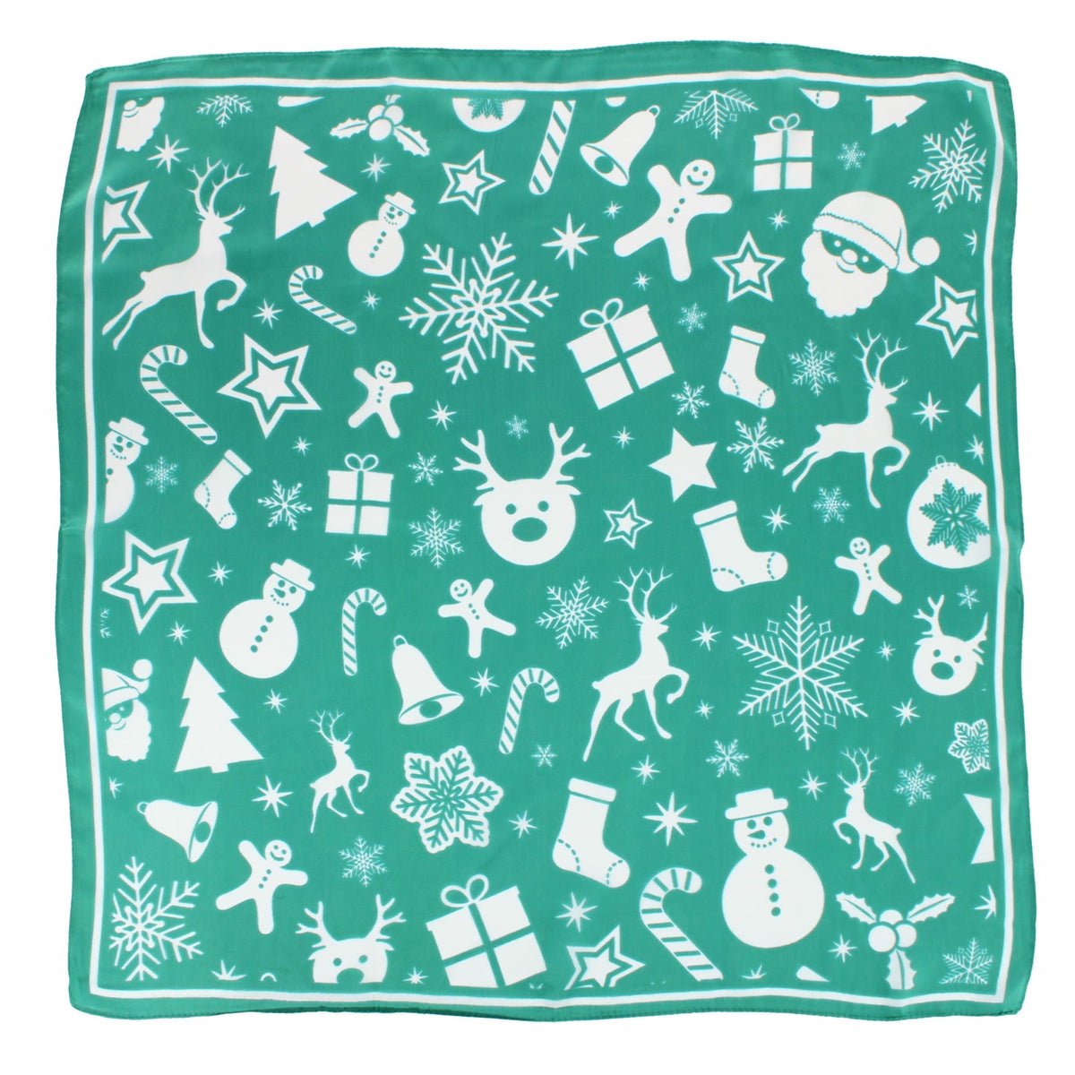 CTM® Women's Christmas Holiday Pattern Silky Square Scarf Red & Green - Green