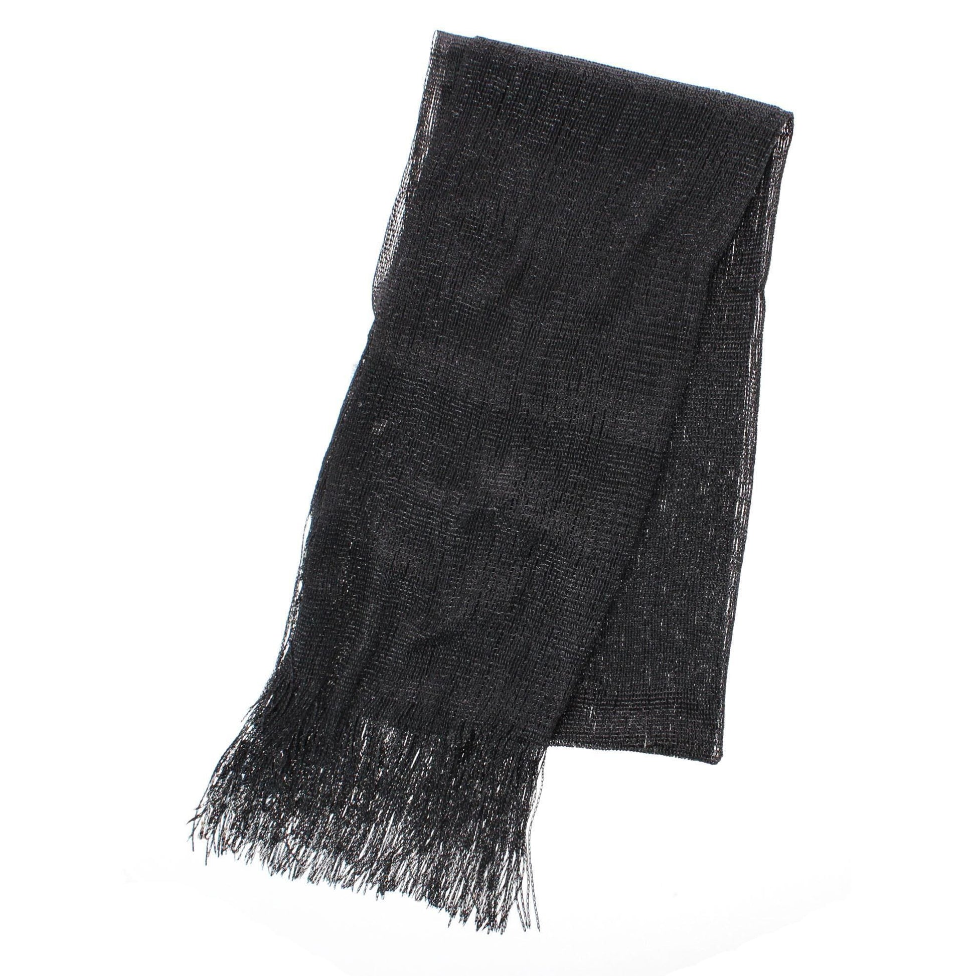 CTM® Women's Shimmering Fringe Evening Shawl Scarf - Black