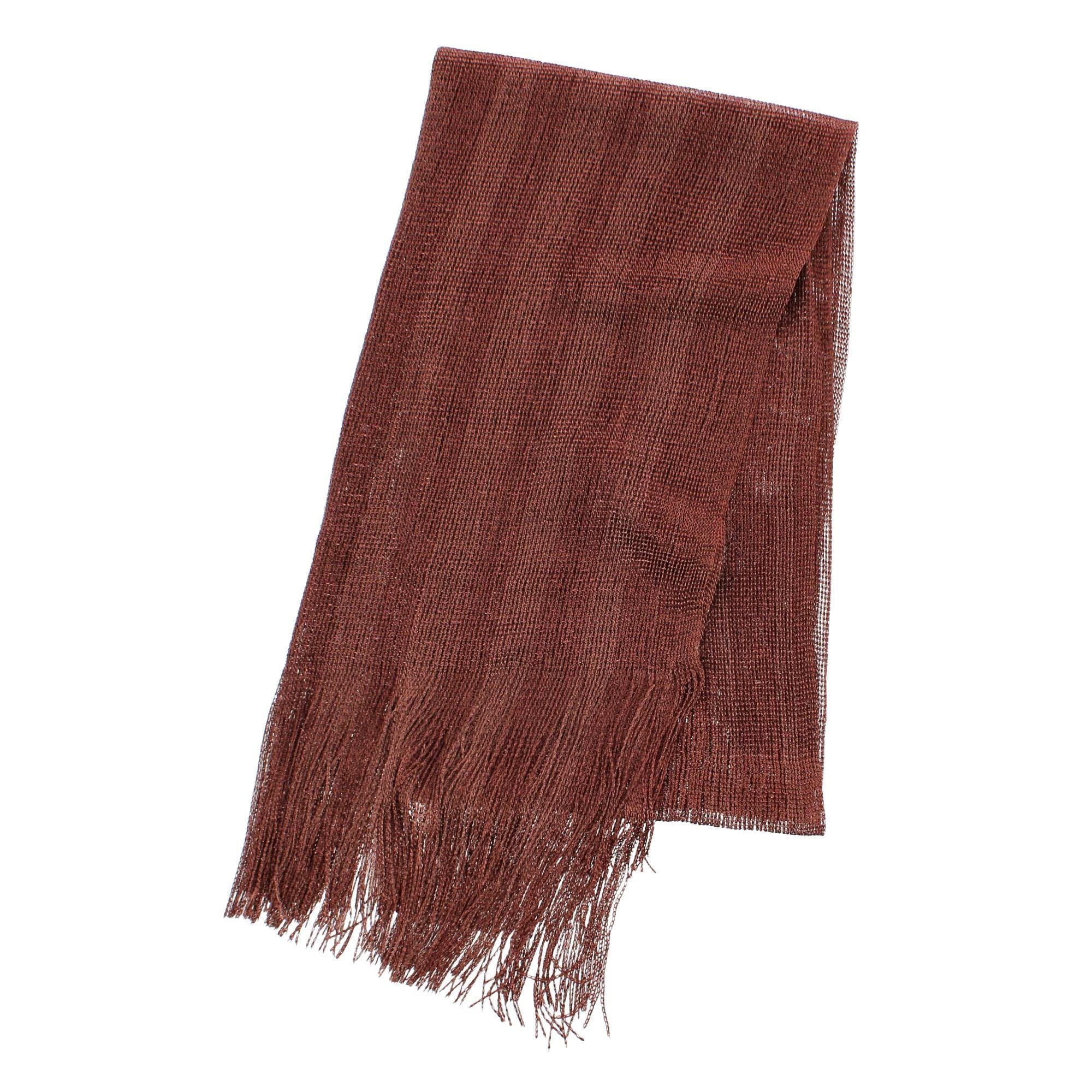 CTM® Women's Shimmering Fringe Evening Shawl Scarf - Brown