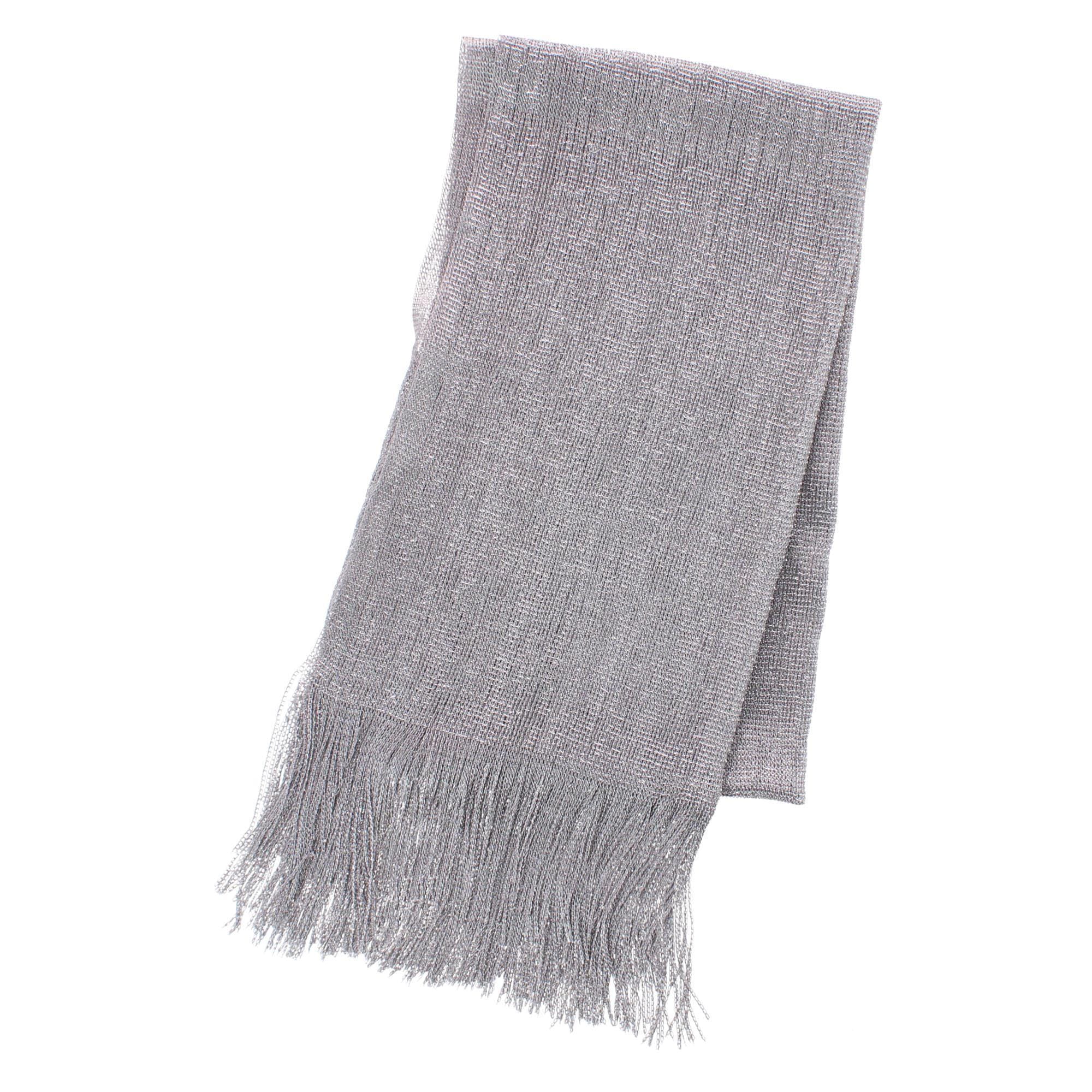 CTM® Women's Shimmering Fringe Evening Shawl Scarf - Dark Silver